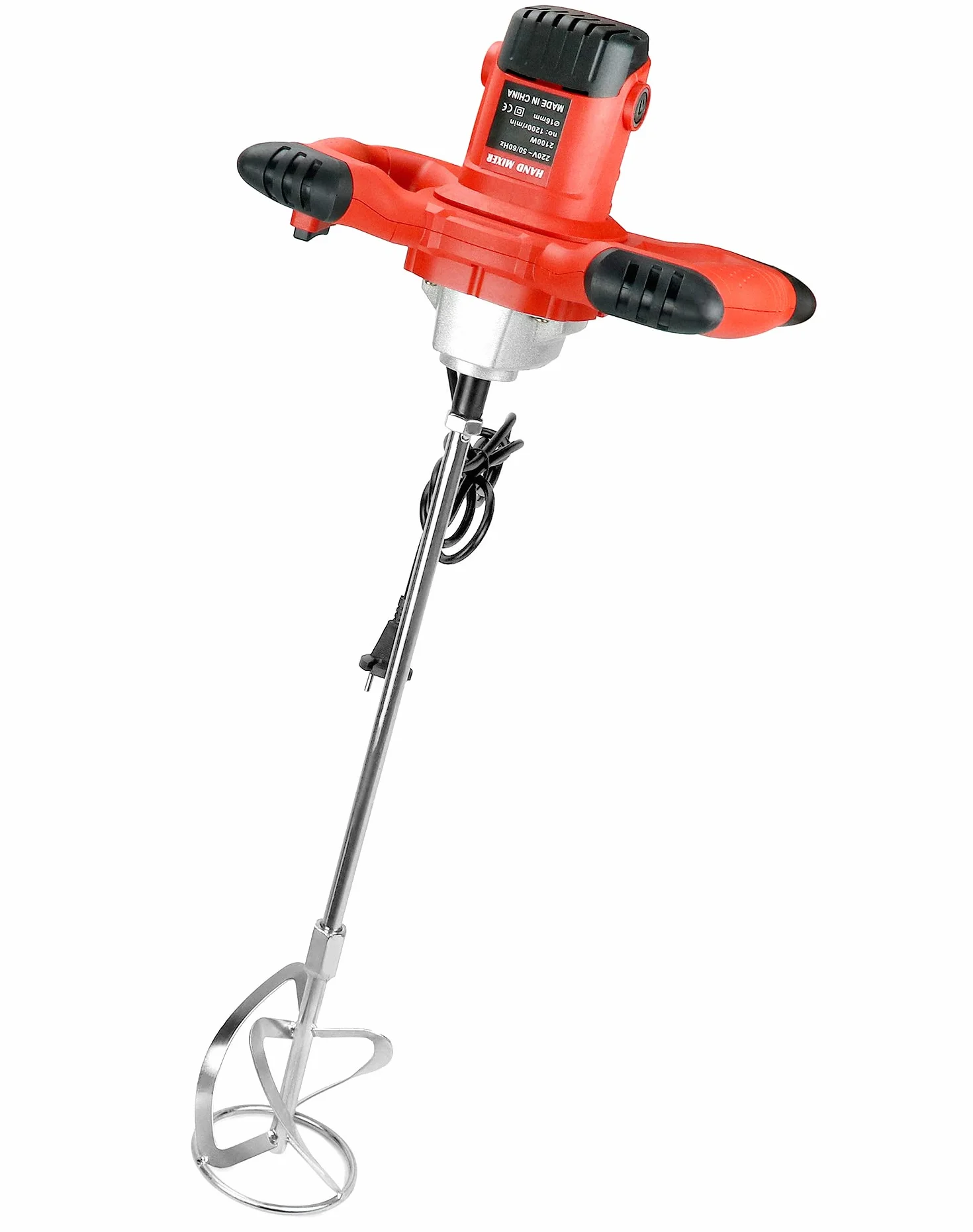 QWORK Mörtelrührer Rührwerk - 220V 2100W 1200r/min 6 Gang - M14 Gewinde - für Farbe, Putz & Estrich
