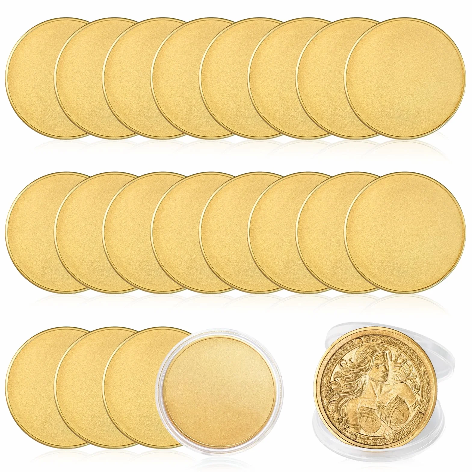 Commarker 20 Stück Messing-Rohling-Challenge-Münzen, 40-mm-Gravurrohlinge mit Gewindekante, Münzen, DIY-Handwerk, Gravur, Reisen, Zubehör, Material für Faserlaser-Gravurmaschine (3mm Brass)