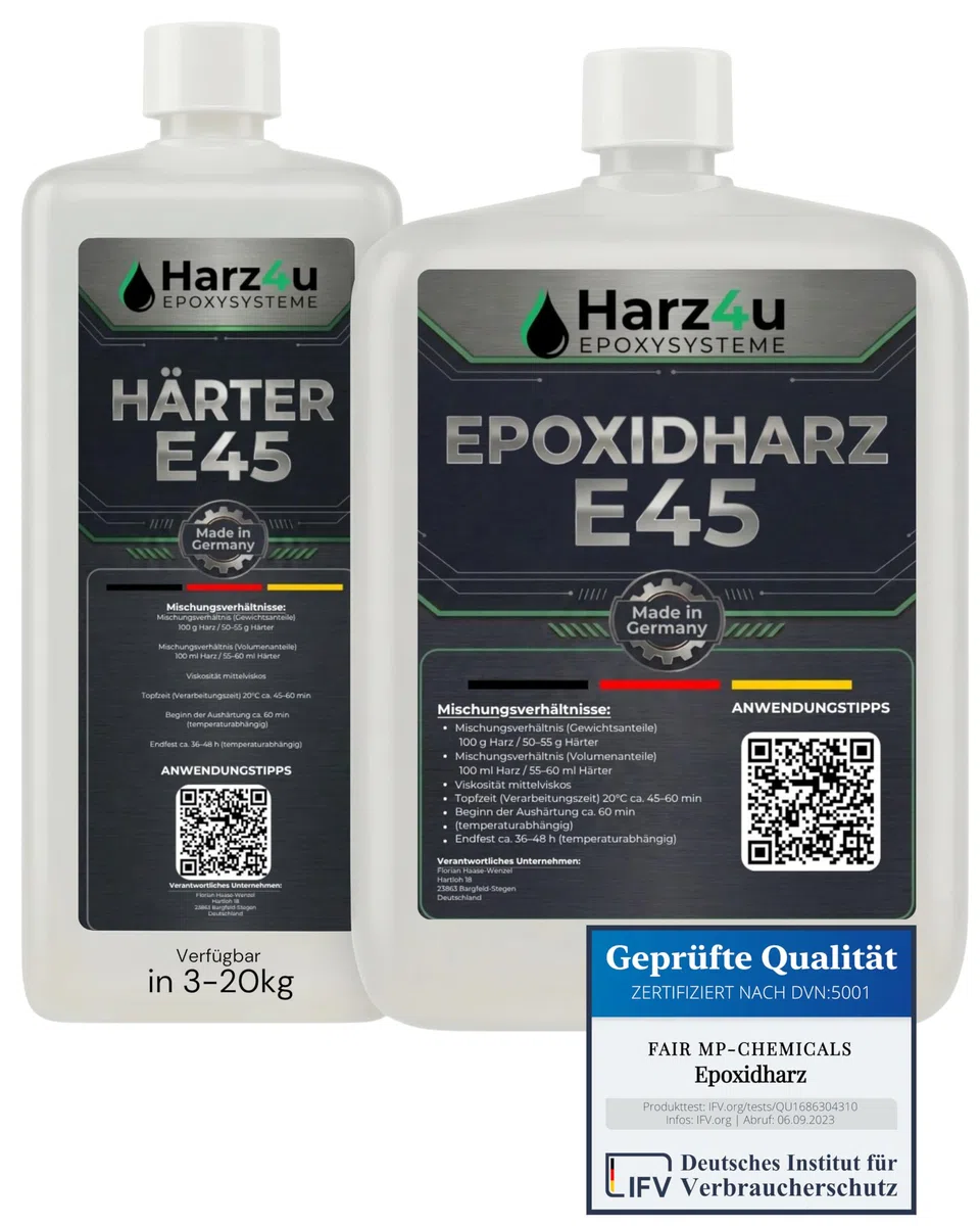Fair MP-Chem Epoxidharz Set - 3kg Set – Transparentes Resin Gießharz mit Härter – Epoxy Resin für Holz, Kunstharz Gießen & Bastelprojekte