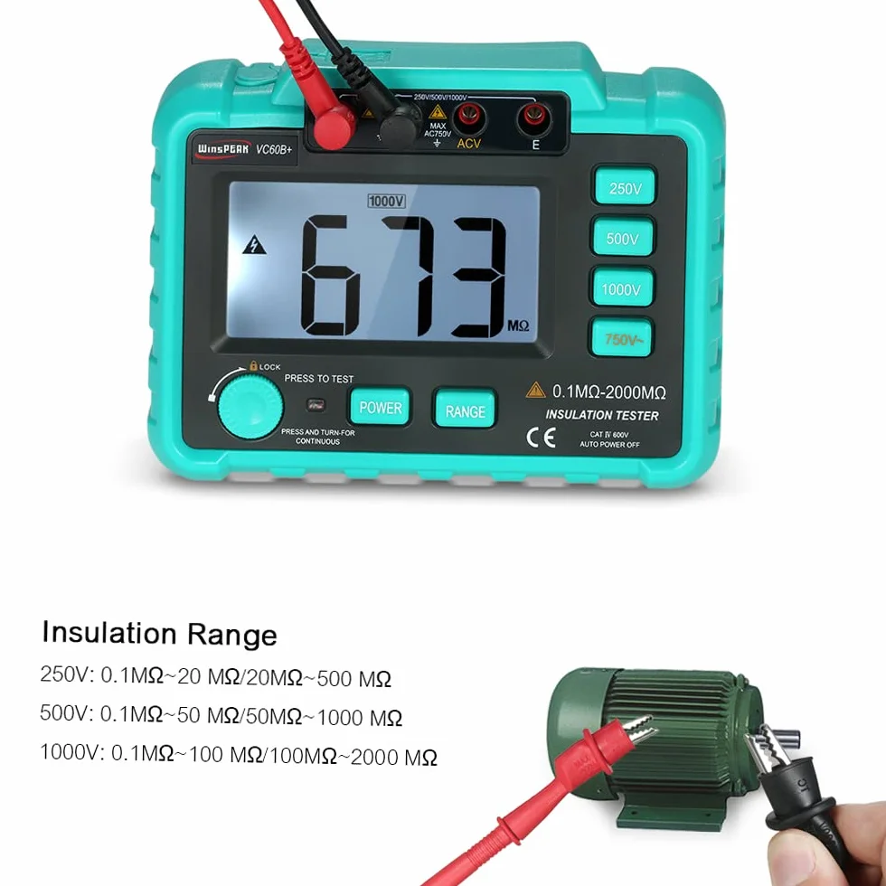 VC60B+ LCD Digital Insulation Resistance Tester Megohm Meter Megohmmeter DC250V/500V/1000V AC750V