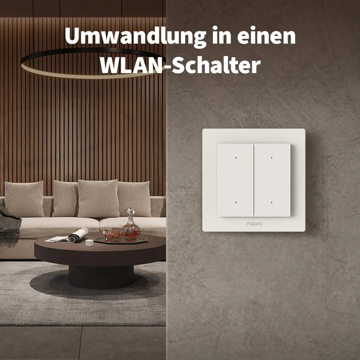 Aqara Lichtschalter H2 EU (2-in-1 Neutral, 4 Tasten 2 Kanäle), Thread/Zigbee-Protokoll, Smarter Wandschalter, Unterstützt Apple Home, Alexa, Google Home und Home Assistant, Matter über Thread