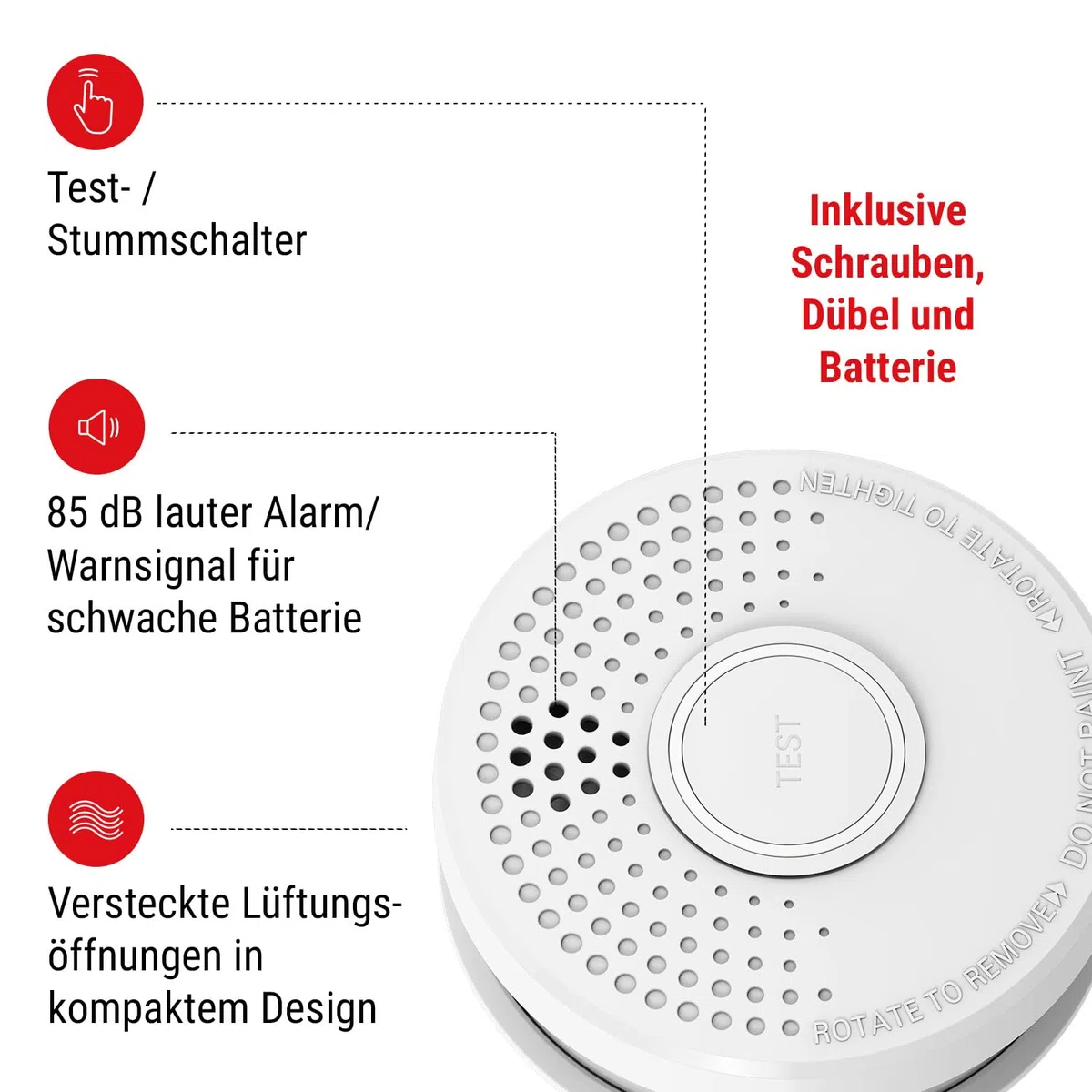 SHD Rauchmelder Set wechselbare Batterien (12x) - DIN EN14604 Geprüft & BSI-Zertifiziert, Brandmelder mit Stummschaltung & Selbsttest Funktion, Rauchmelder Magnethalter geeignet, Feuermelder