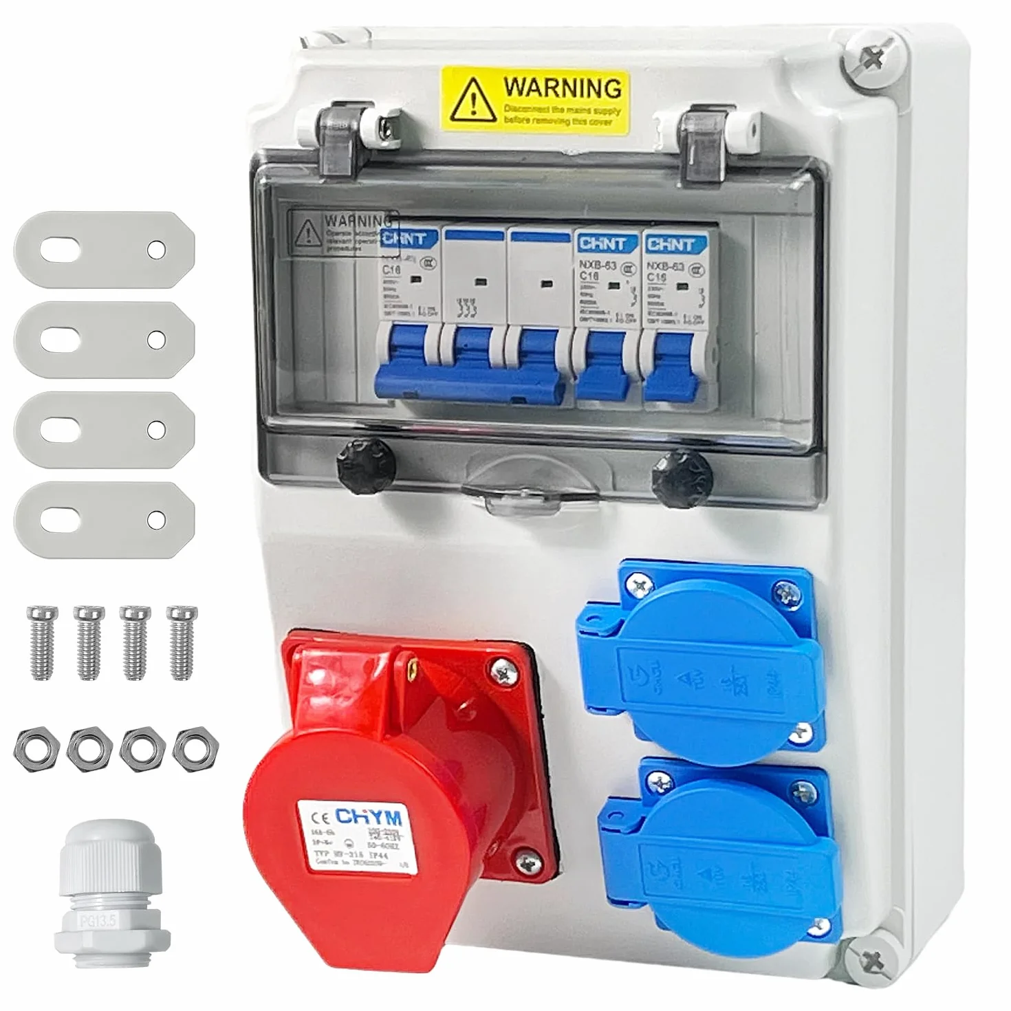 Verteilerkasten Bausatz, Bringen Leistungsschalter, Steckdosen, Drinnen und Draußen Baustromverteiler, Wasserdicht Stromverteiler, für Zementwand, Holzwand