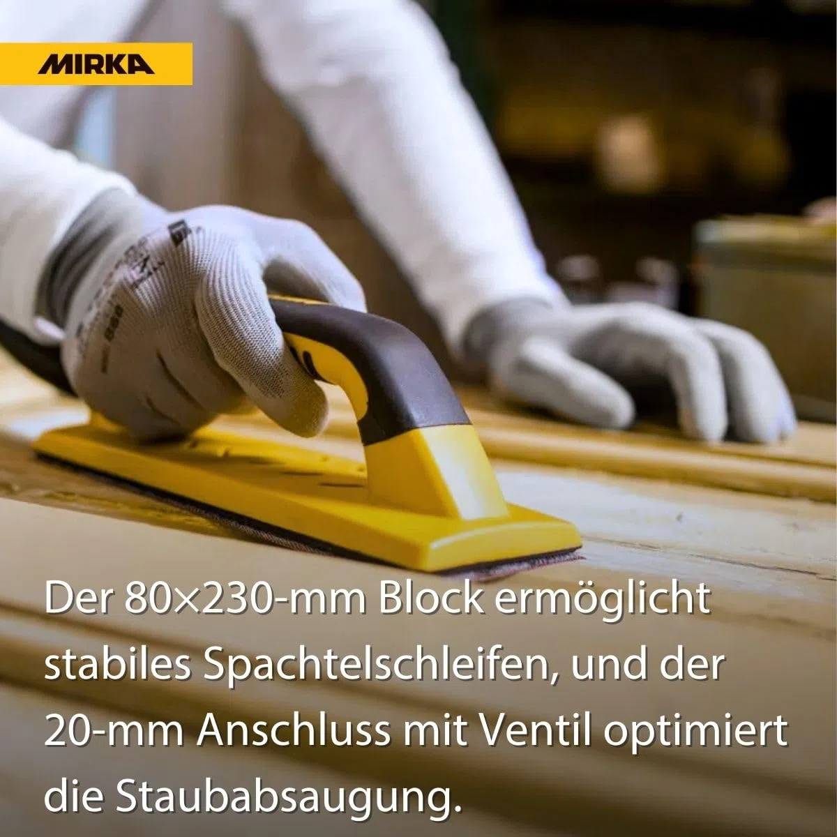 Mirka Handschleifer Handy Kit Schleifblock 80x230mm mit Absaugung | Inklusive Absaugschlauch und Abranet Schleifstreifen für staubfreies Schleifen ideal für Trockenbau und Renovierungsarbeiten