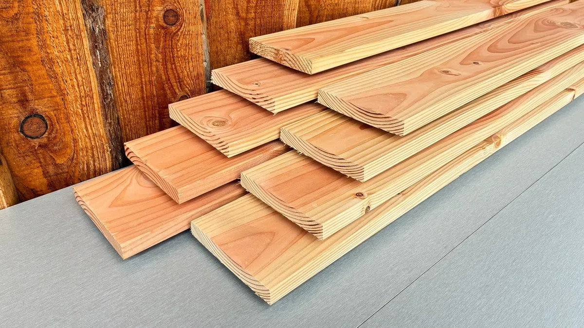 Douglasie Brett 4-fach gehobelt 14,5 x 2 cm x 120 cm Länge - Terrassendiele Bohle Fassadenholz Glattkantbrett (4 Stück)