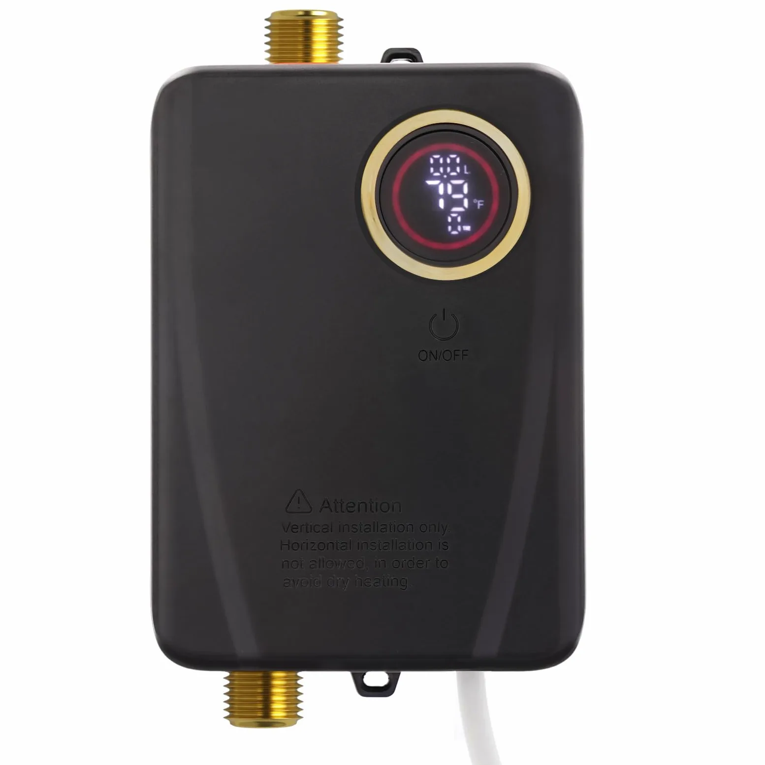 220V 3500W Durchlauferhitzer Elektrischer Wassererhitzer, Warmwasser-Durchlauferhitzer Küche Kleindurchlauferhitzer, Elektro Warmwasser mit LED Anzeige, 20~50℃ (Schwarz)