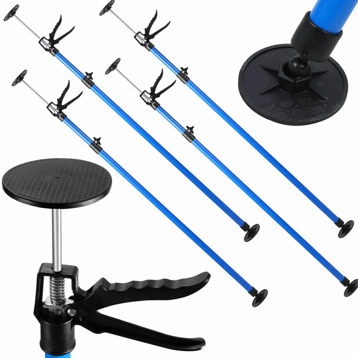 115–290 cm Montagestütze 4er Set Deckenstütze Teleskopstütze höhenverstellbar Einhandstütze bis 50 kg pro Stütze, Baustütze Montagehilfe für Trockenbau, Deckenmontage, Schrankinstallation