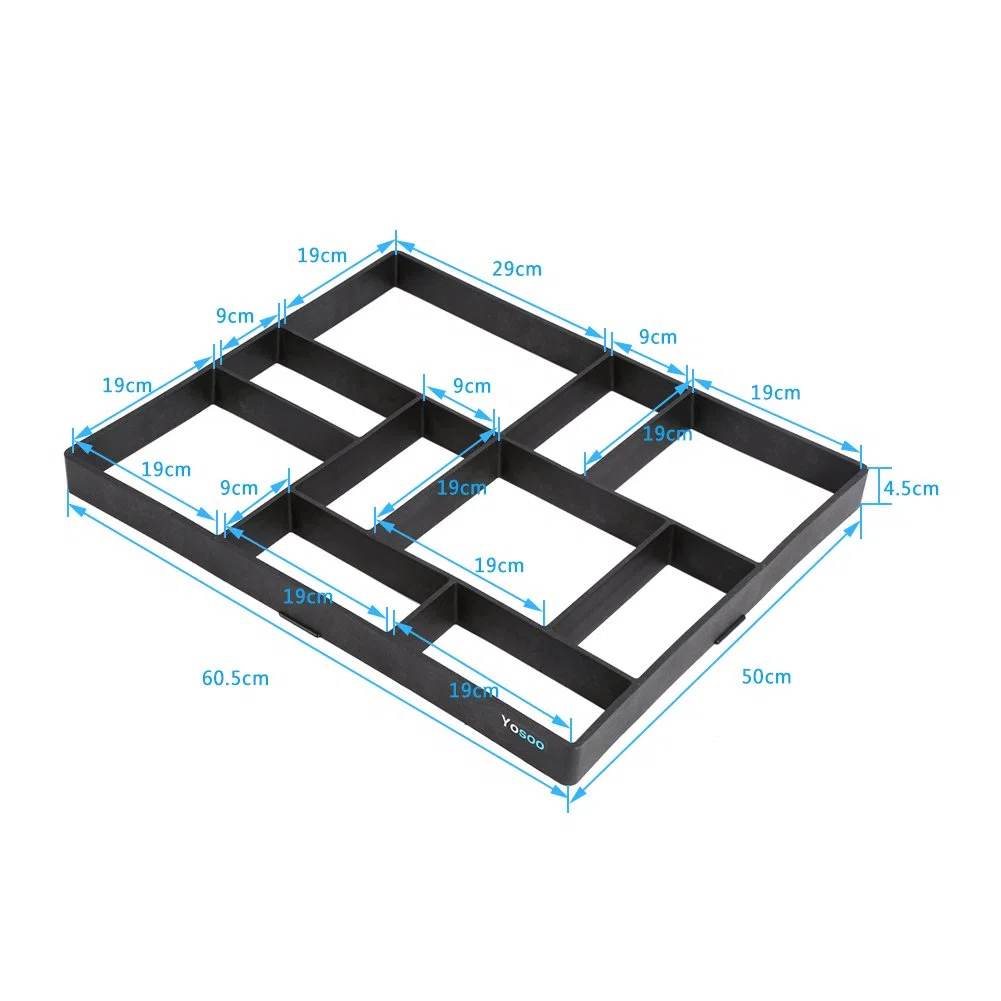 Beton Form, 60,5 x 50 x 4,5 cm Garten DIY Beton Pflastersteine Sprungbrett Form wiederverwendbar Weg Walk Maker Maschine Walk Way, Schwarz