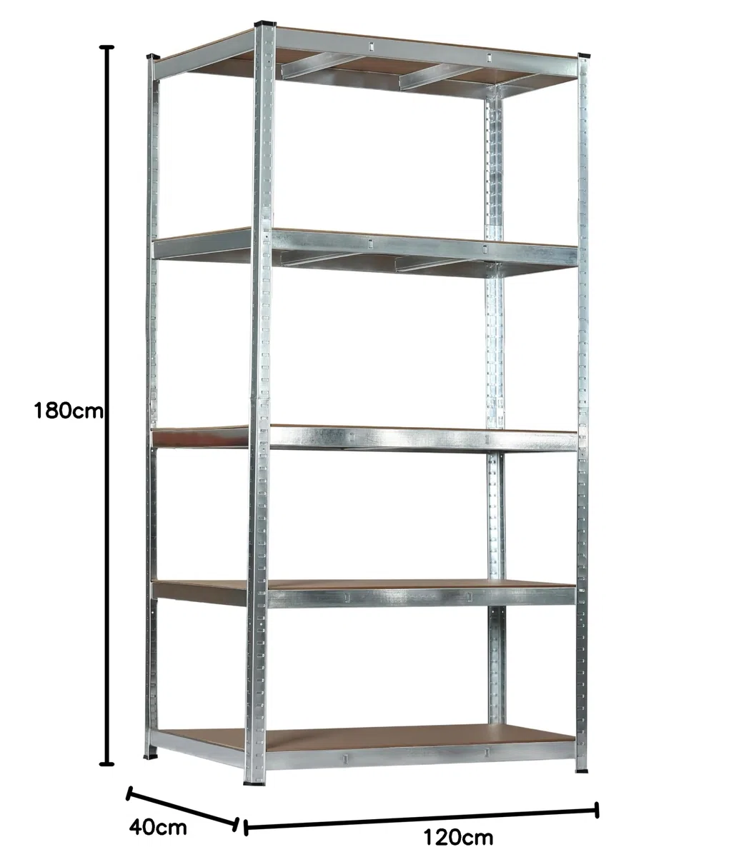 SCHULTE Regalwelt Stecksystem-Schwerlastregal - 5 MDF Böden 180x120x40 cm (HxBxT), verzinkt