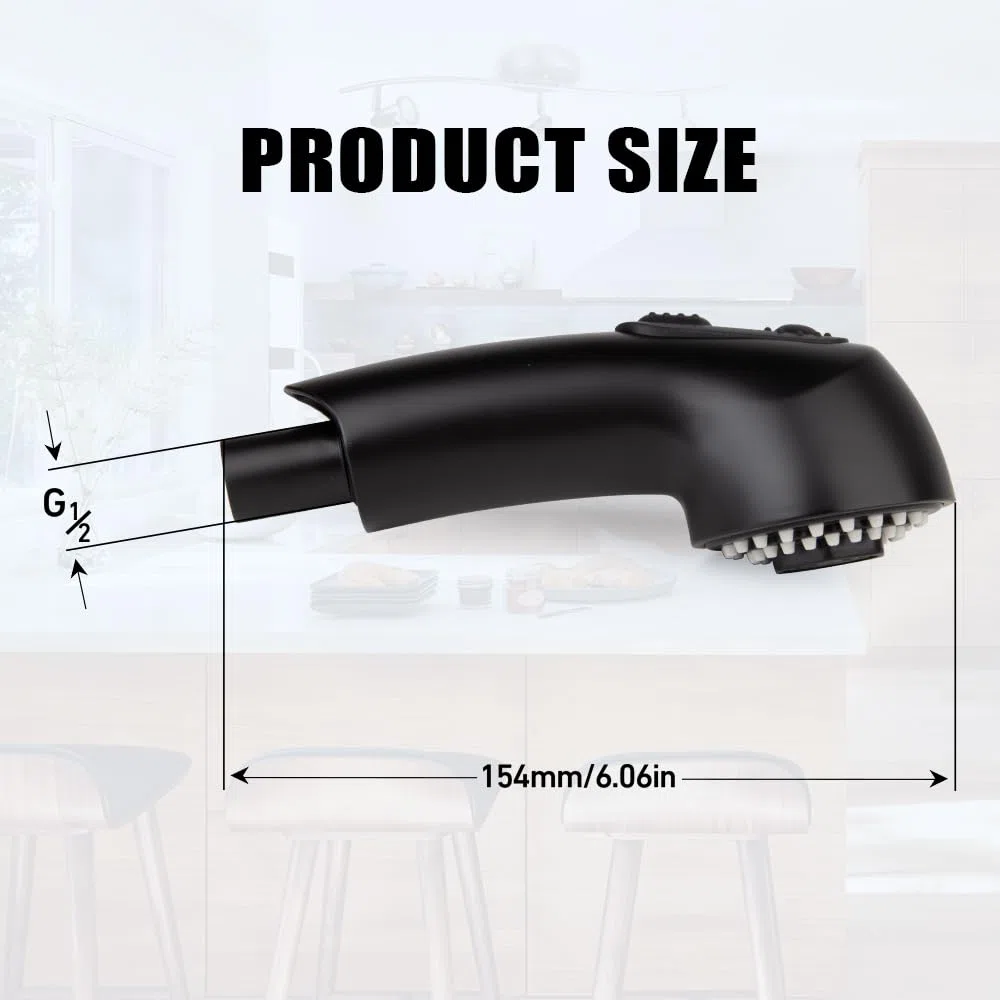 Ausziehbrause für Grohe Küchenarmatur-Teile 46298K00/46312KH0, herausziehbarer Sprühkopf, Wasserhahnkopf-Ersatz (weiches Schwarz)