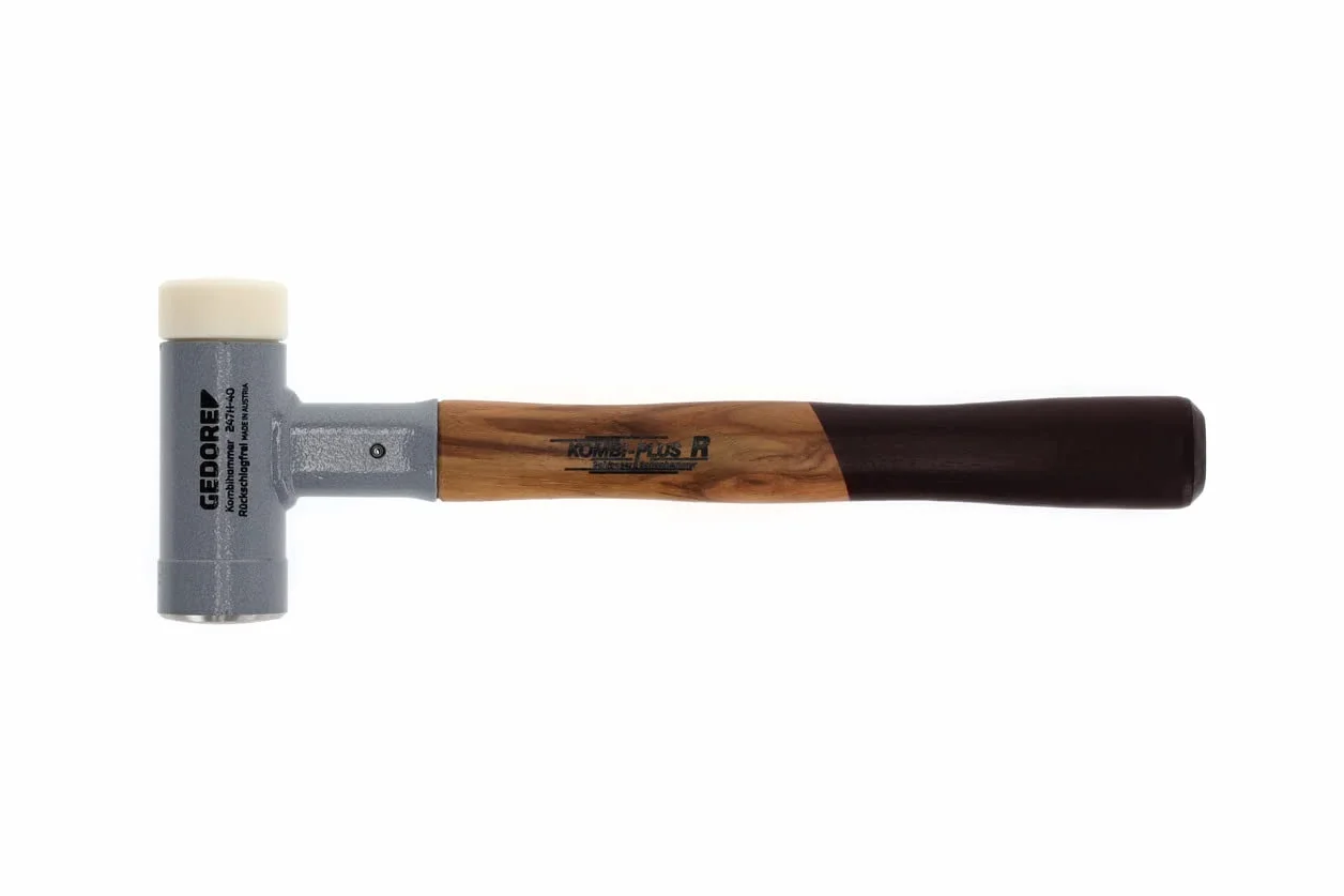 GEDORE KOMBI-PLUS R Hammer, mit Holzgriff, Schon-/Schlosserhammer, Ø 40 mm, rückschlagfrei, Hickorystiel, 247 H-40