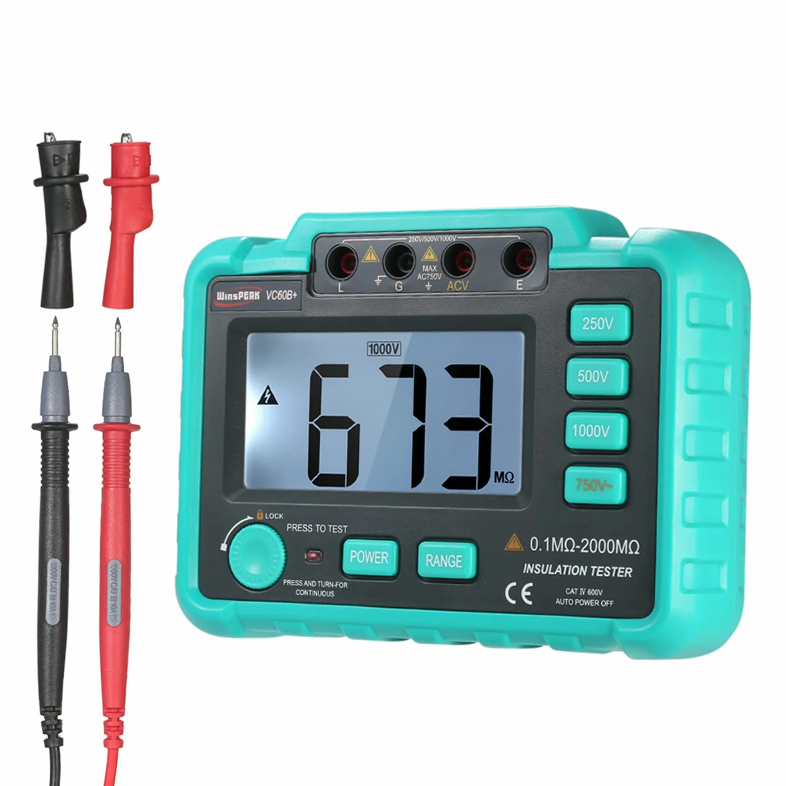 VC60B+ LCD Digital Insulation Resistance Tester Megohm Meter Megohmmeter DC250V/500V/1000V AC750V