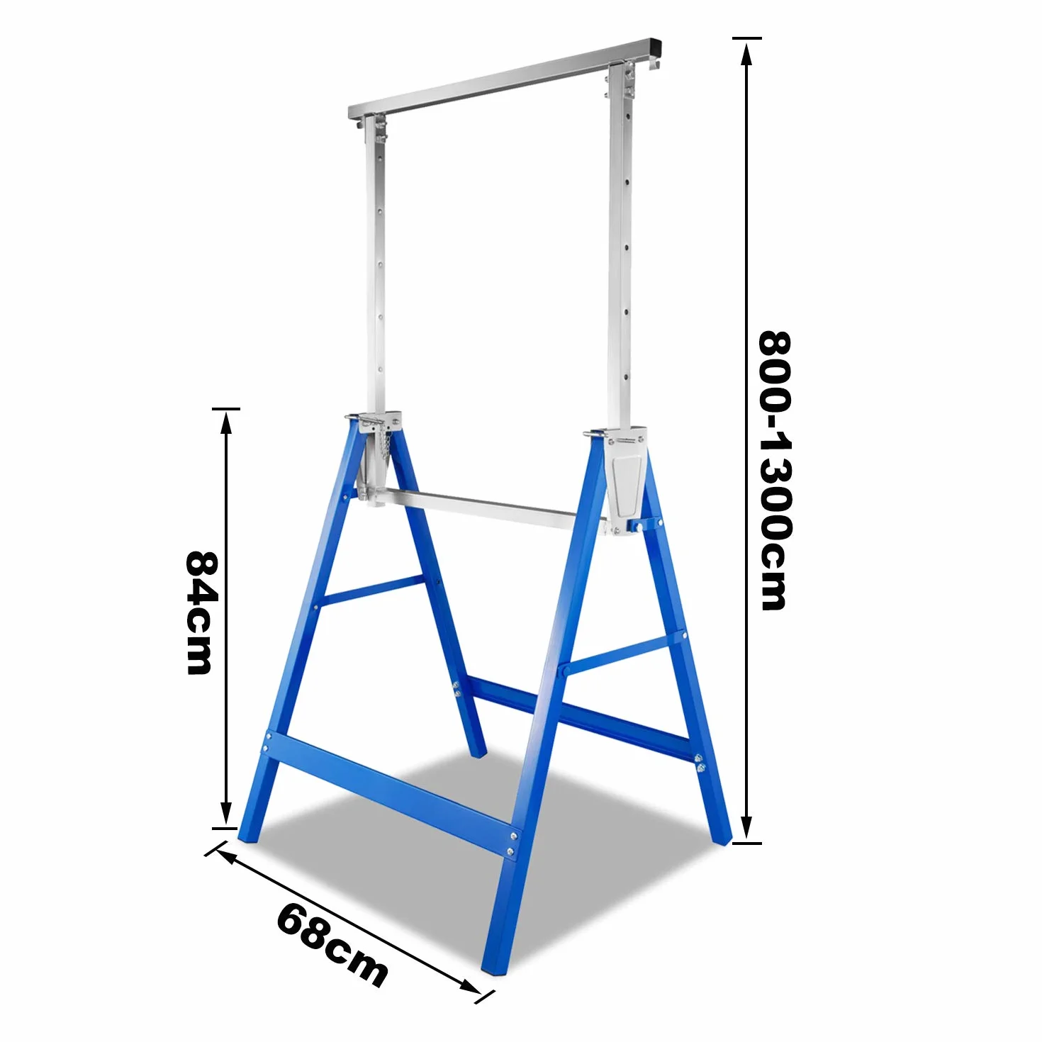 Fiqops Arbeitsbock 2er Set, höhenverstellbar 80-130 cm, klappbarer Gerüstbock aus Stahl, Unterstellbock mit 200 kg Tragkraft für Werkstatt und Baustelle
