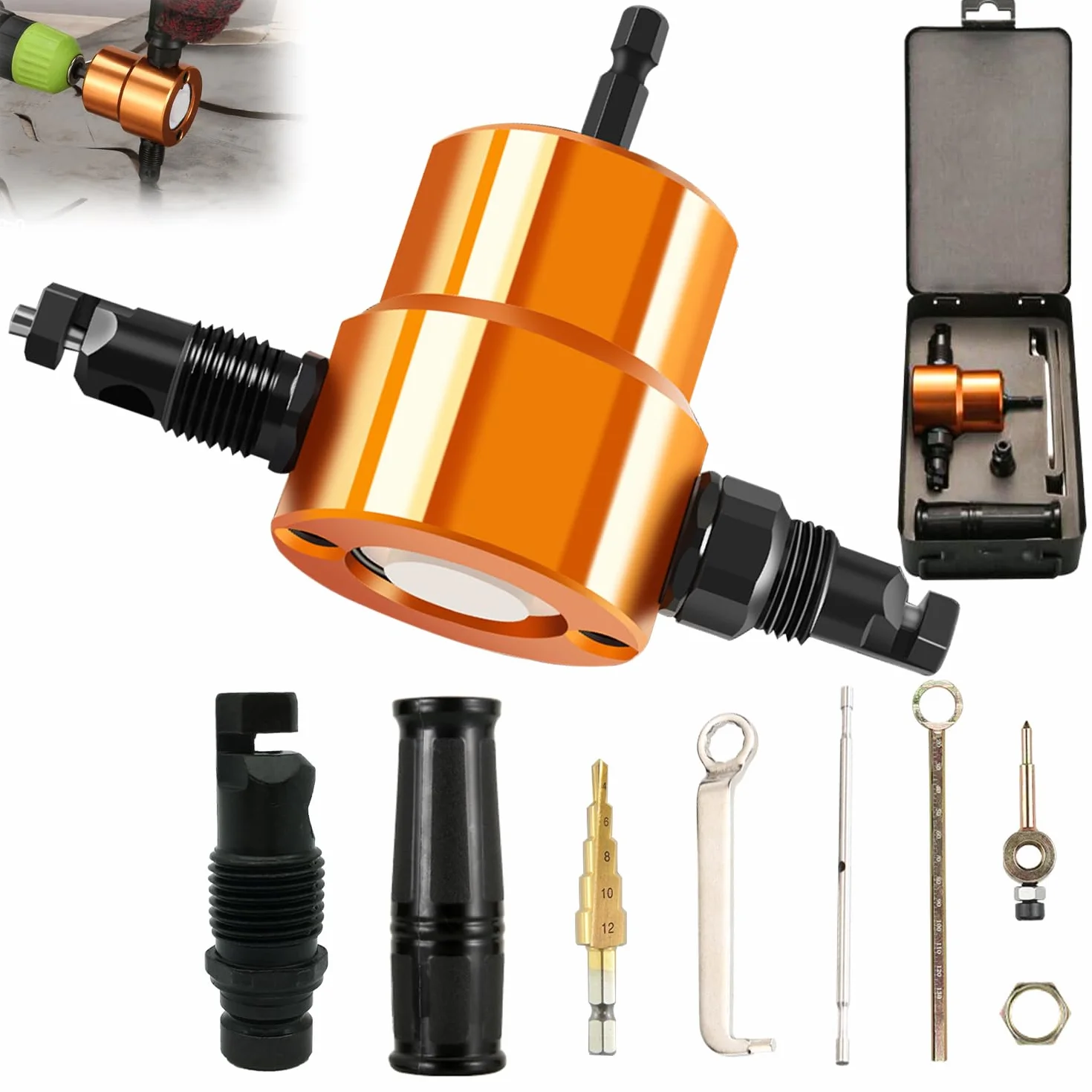 7 Stück Blechschneider für Akkuschrauber, 360 Degree Adjustable Blechschneider, Doppelkopf Blechknabber, für Bohrmaschine Stanze, Schneidwerkzeug Doppelköpfig