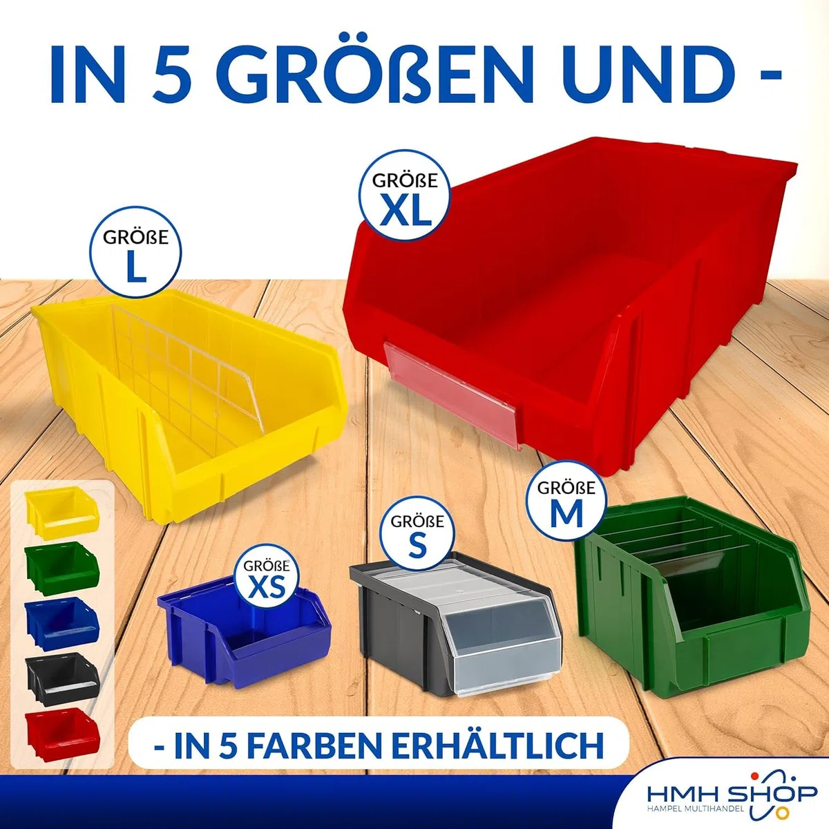 HMH 26x Stapelboxen Größe M Werkstatt Garage Keller Sichtlagerboxen 230x150x130mm Lagerboxen ROT Sichtlagerkästen Kleinteile Aufbewahrung