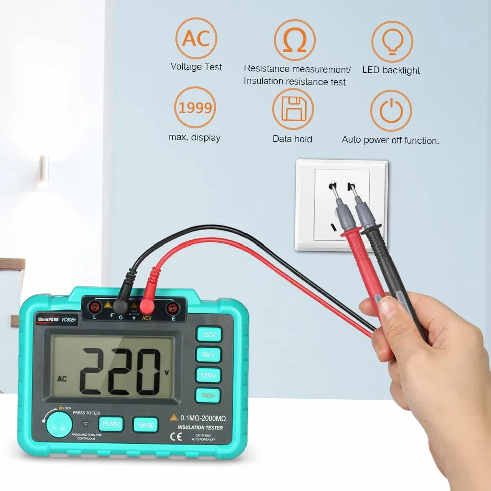 VC60B+ LCD Digital Insulation Resistance Tester Megohm Meter Megohmmeter DC250V/500V/1000V AC750V