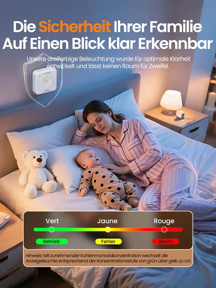Heiman Smarter Kohlenmonoxid Melder Matter Over Thread (Hub Erforderlich) - CO Melder für SmartThings & Home Assistant, EN 50291, Austauschbare Batterie, 10 Jahre Sensor, 85dB, HS-725ES-M