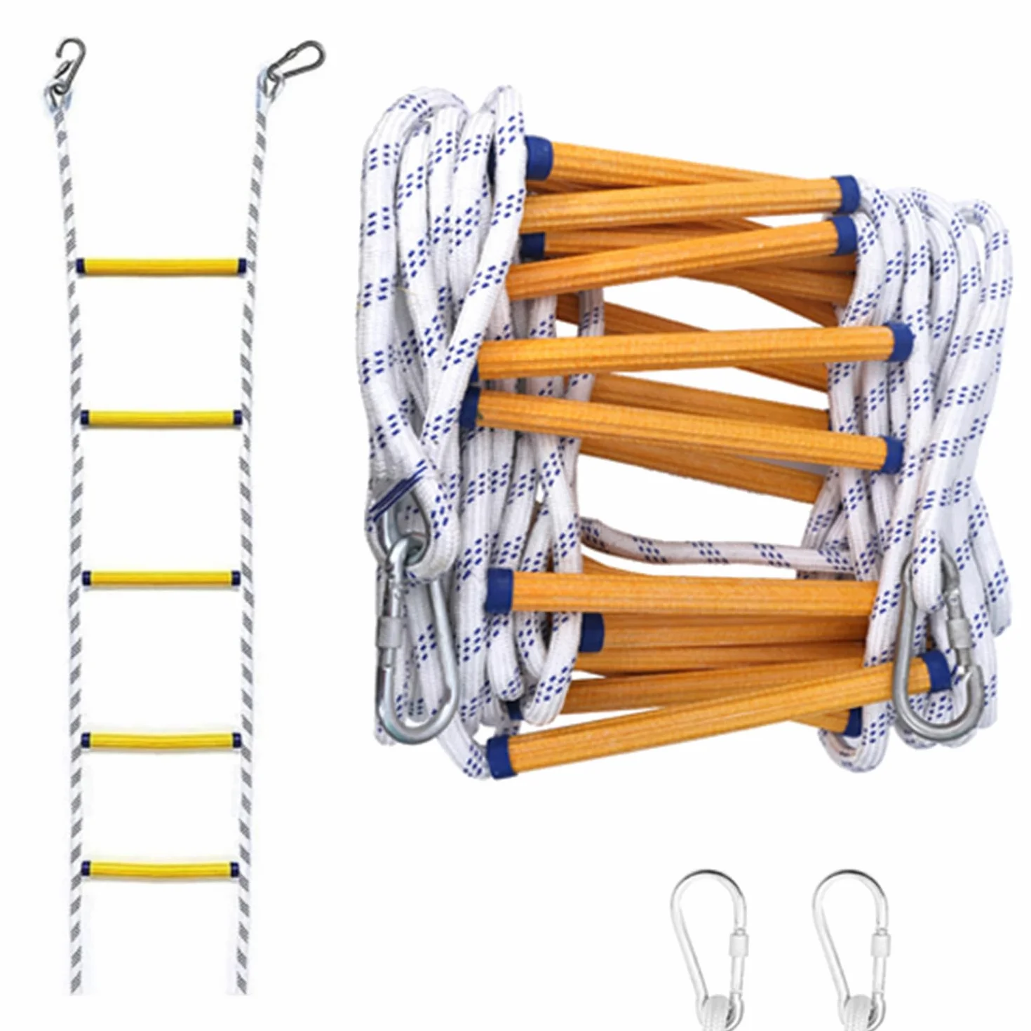 Strickleiter Rettungsleiter,10 Mstrickleiter,Flammhemmende Feuerwehrleiter Für Den Einsatz Im Notfall,Tragbar Für Notfälle,Für 3-5-Stöckige Häuser,Balkone Und Geländer,Von Bis Zu 200 Kg.