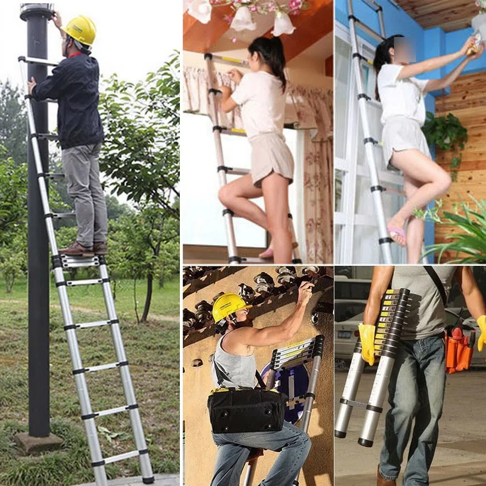 Klappbare Trittleiter, Teleskopleiter, Klappleiter, Klappleiter, aus Metall, maximale Belastung 150 kg (2,6 m)