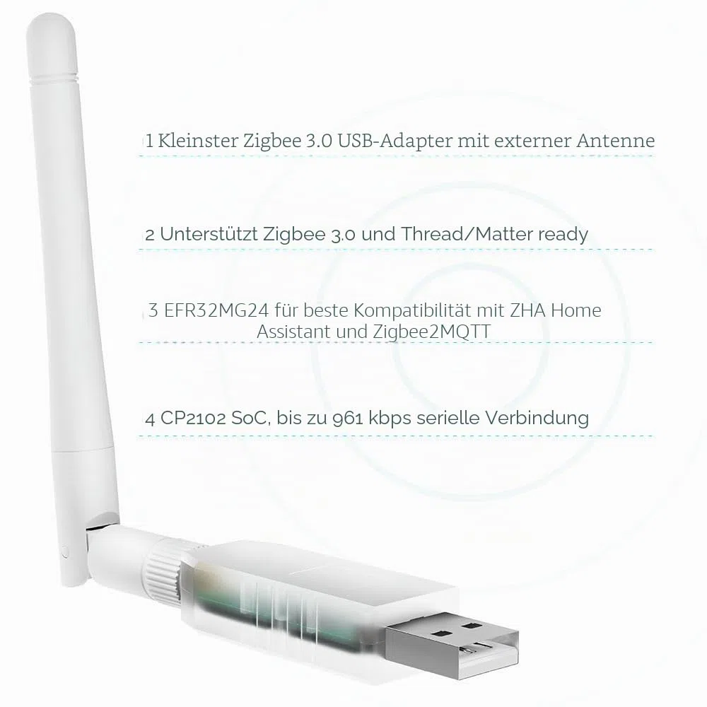 SMLIGHT SLZB-07MG24 Zigbee 3.0 Coordinator Thread/Matter Mini USB Adapter Funktioniert mit Zigbee2MQTT, Home Assistant, ZHA
