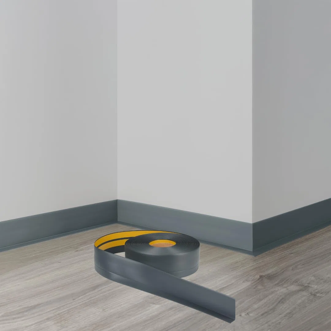 ProfiPVC Weichsockelleiste - Abschlussleiste aus PVC 50x20mm 20 Meter, selbstklebende Bodenleiste, flexible Knickleiste, auch für Küche und Badezimmer, Premium Weich Sockelleiste, Anthrazit