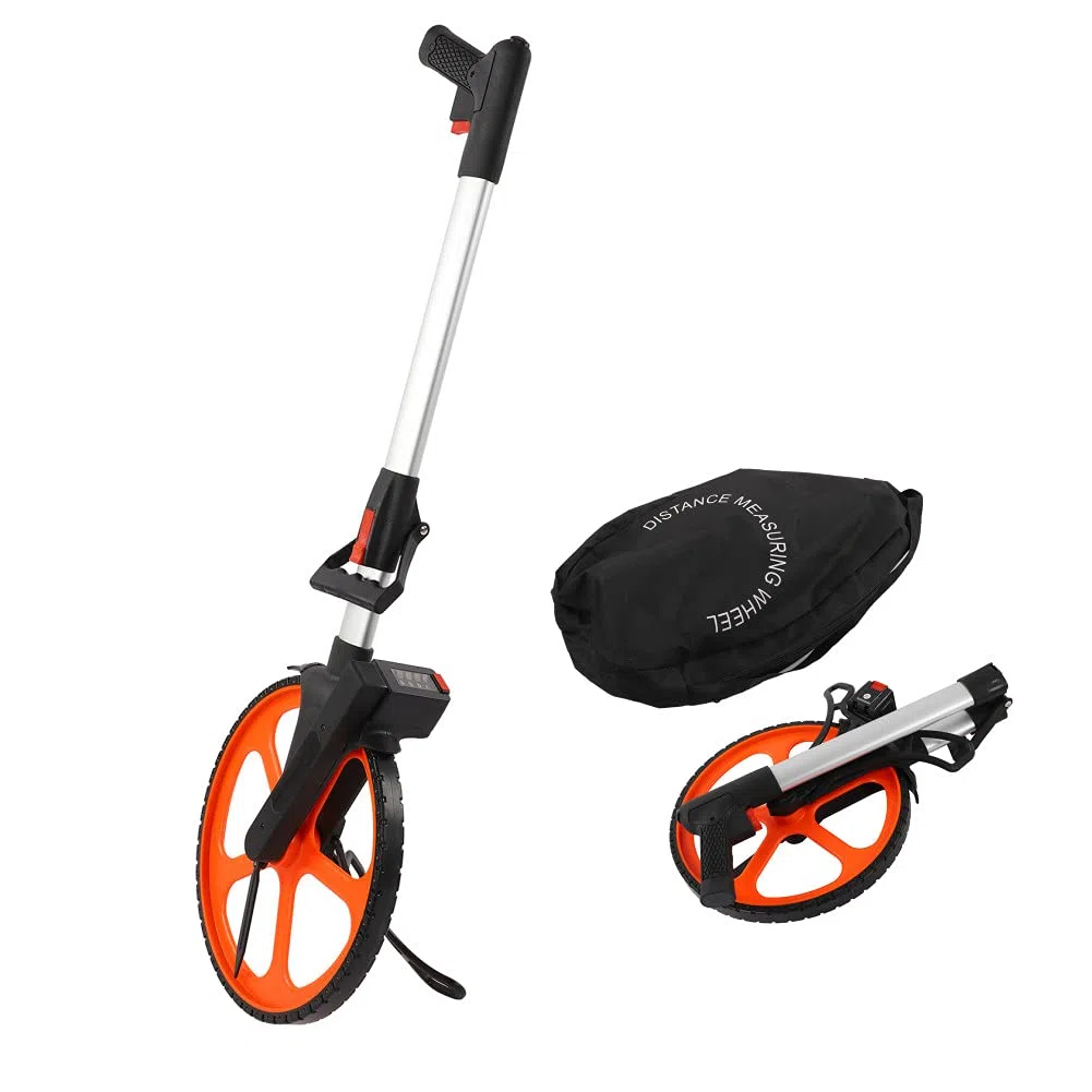 Professionelles Messrad mit Zähler, 31 cm Durchmesser, 1 m Umfang, 9999,9 m Reichweite, inkl. Ständer und Tragetasche