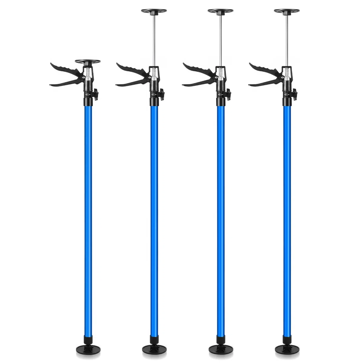Deckenstütze, Einhandstütze, Montagestütze, 4er-Set professionelles Stuitzstange, Teleskopbereich: 115 cm bis 290 cm, Tragkraft 50 kg, blau (Geeignet für Wagenheber, Wände, Schränke usw)