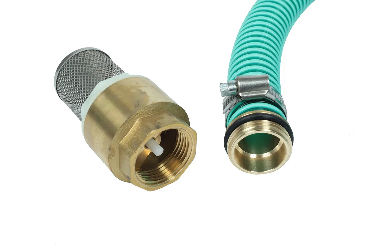 Wacredo Premium Saugschlauchgarnitur 1" (25mm) Saugschlauch grün, Pumpenschlauch Stabil Flexibel PVC Ansauggarnitur Sauggarnitur Fußventil Messing Rückschlagventil (10)