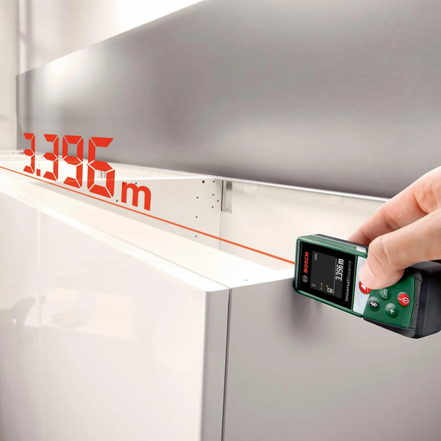 Bosch Laserentfernungsmesser UniversalDistance 40C (Distanz bis 40m präzise messen, Bluetooth-Konnektivität, Messfunktionen, im E-Commerce Karton)