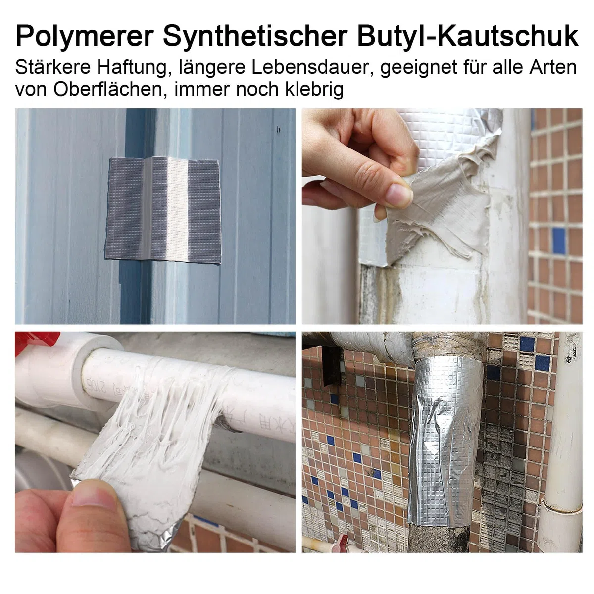 Aluminum Butylband Wasserdichtes Klebeband 30cmx10Mx1.5mm (T) Butyl Dichtungsband Alufolie Selbstklebend Reperaturband zum Abdichten und Befestigen für Lecks,BOMEI PACK