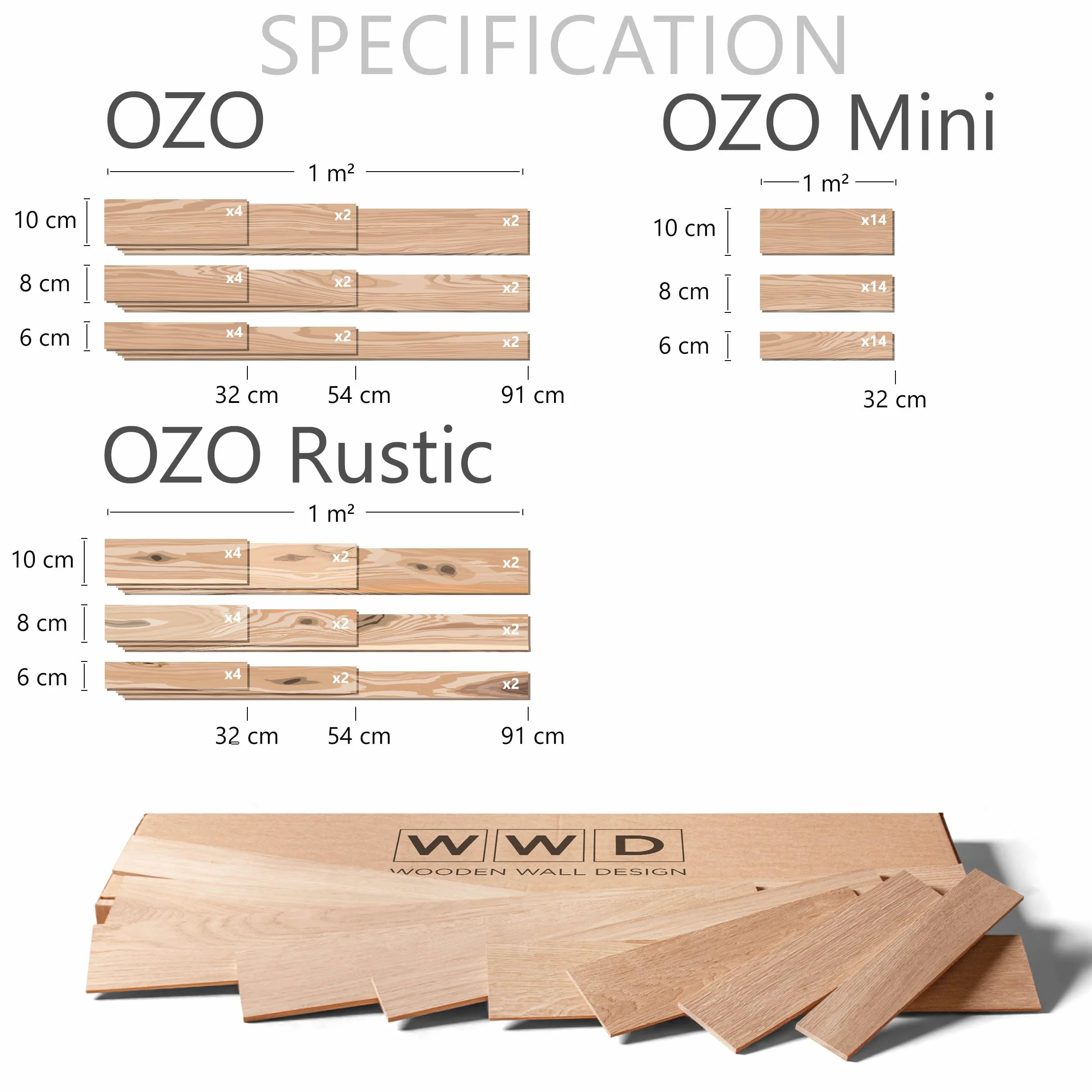 Wandverkleidung aus Eiche, 3D Wandpaneele, Wooden Wall Design, model OZO Rustic (1m2)