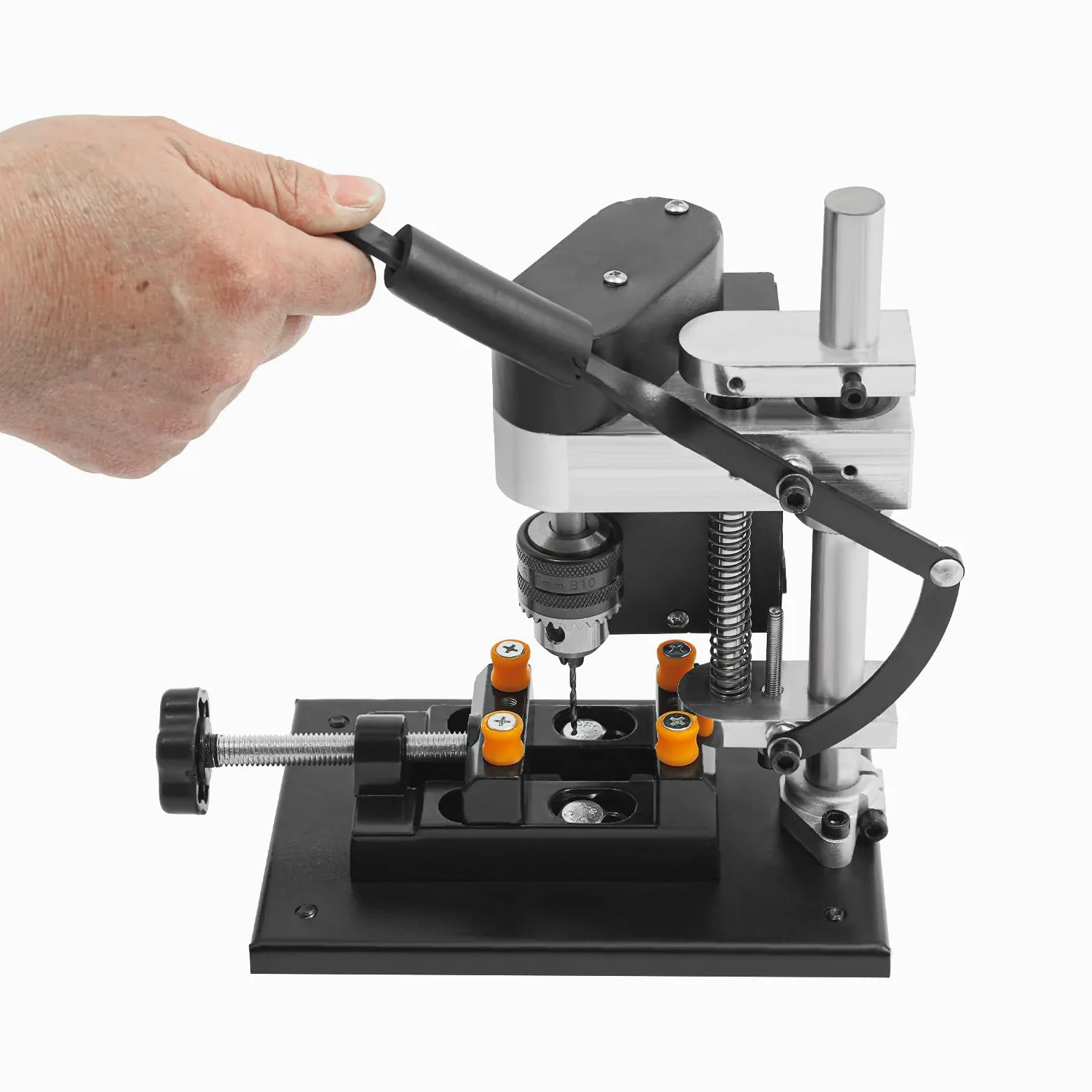 Elektrische Tischbohrmaschine, 220V Standbohrmaschine 7-Stufig Mini-Bohrmaschine, Bohrhub 50mm, Drehzahlbereich 0-8000U/min, Profi Säulenbohrmaschine für Holz, Kunststoff
