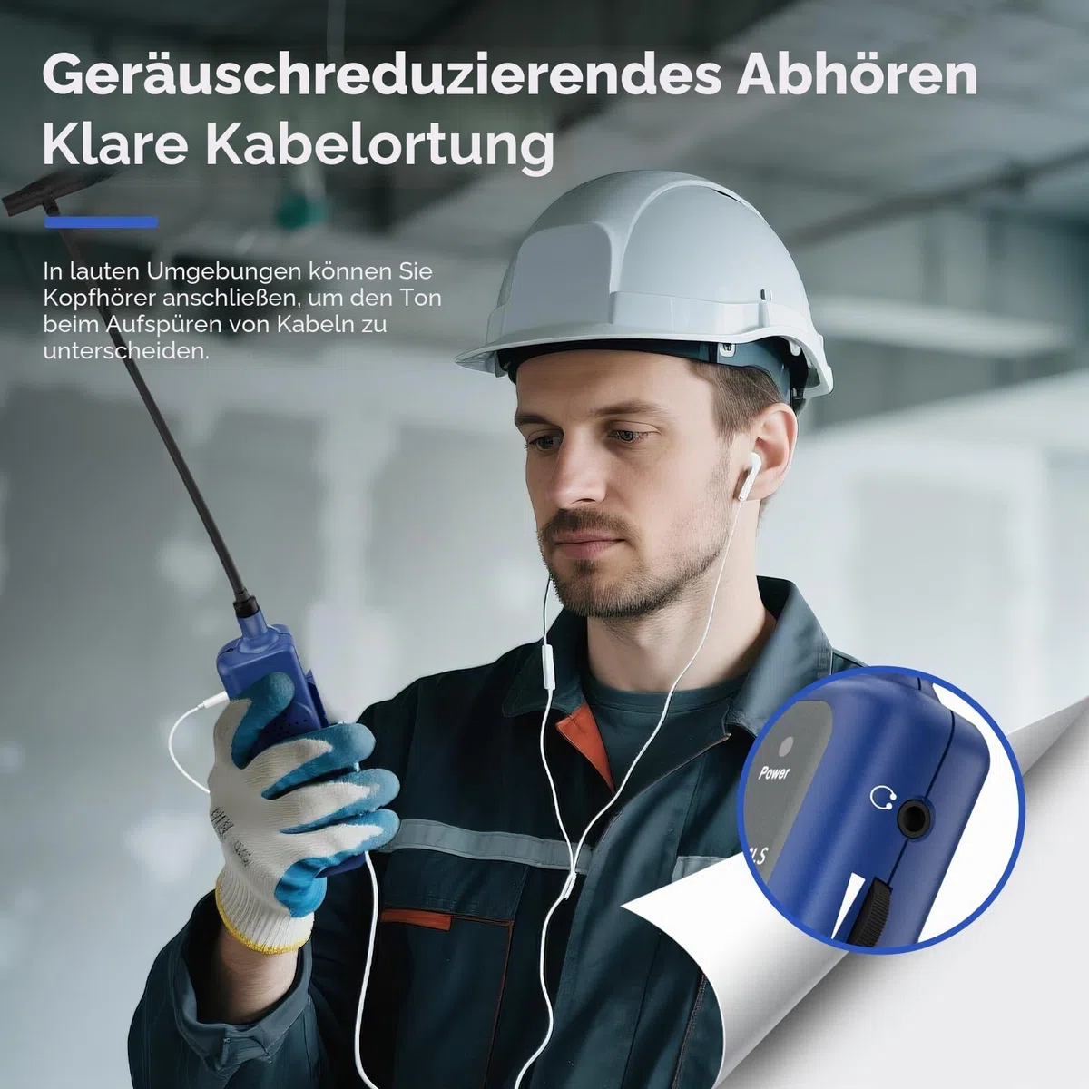 NOYAFA NF-816LS Unterirdischer Kabelsucher - Kabelortungsgerät für Haustierzaun, Strom, Netzwerk & Bewässerungskabel, Wiederaufladbarer Lithium Akku, LED Taschenlampe, Kabelbruch Erkennung