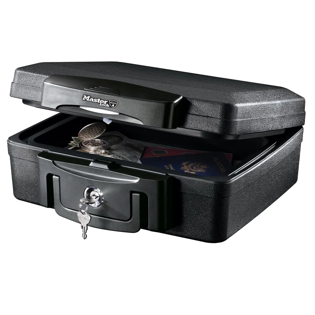 Master Lock Tresor Feuerfest und Wasserdicht mit Schlüssel, Dreifacher Schutz - Flug, Feuer und Flut, 4.9L, 15.6 x 36.2 x 33 cm