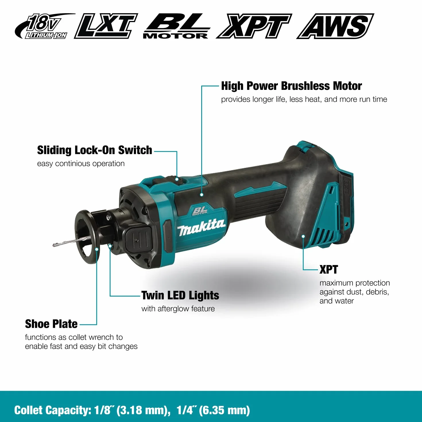 Makita DCO181Z Akku-Rotationsschneider 18 V (ohne Akku, ohne Ladegerät)
