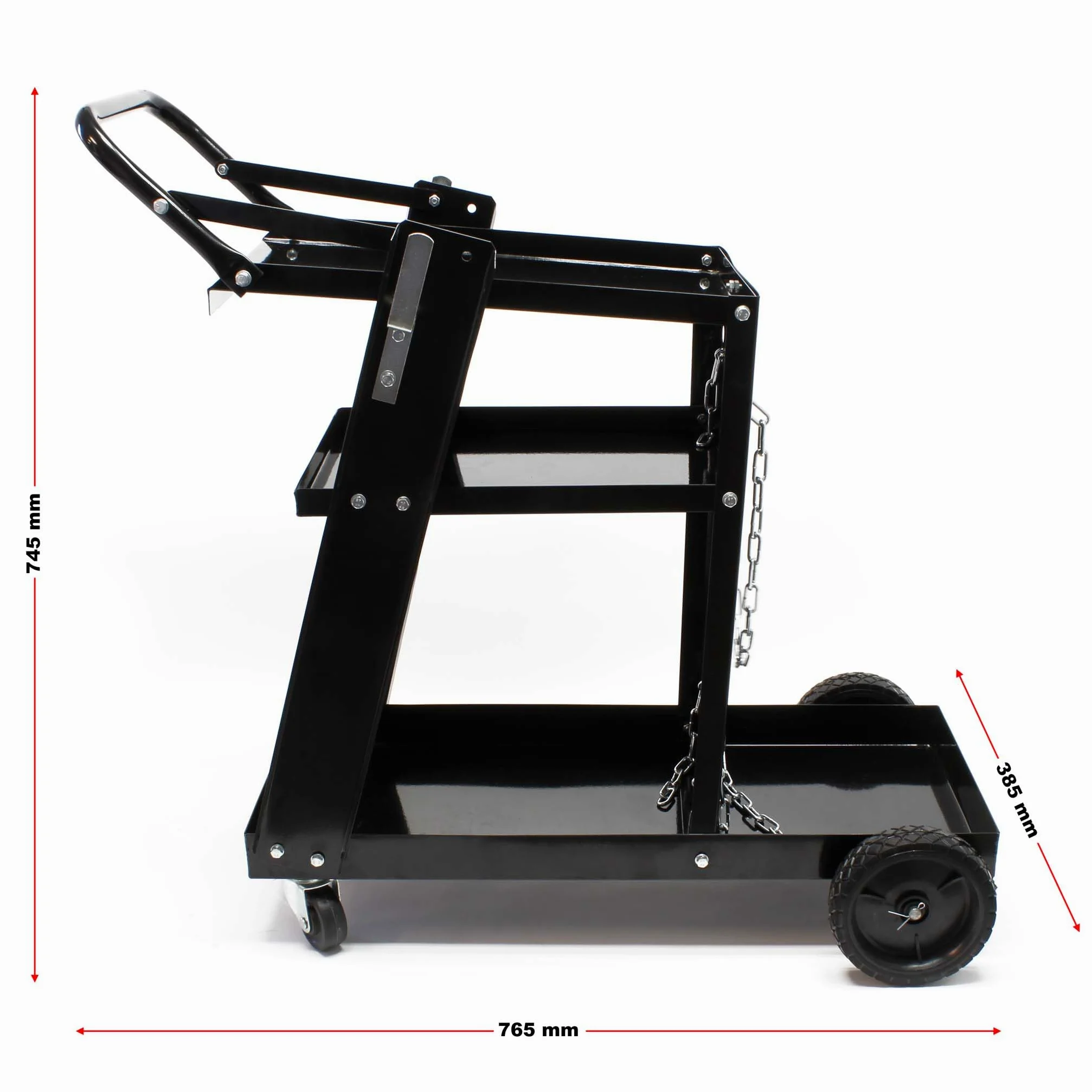 Wiltec Schweißwagen 765 x 745 x 385 mm aus Stahlblech, Werkstattwagen als Schweißmobil, Schweißgerätewagen auf Rollen, Flaschenwagen mit 3 Ablagen