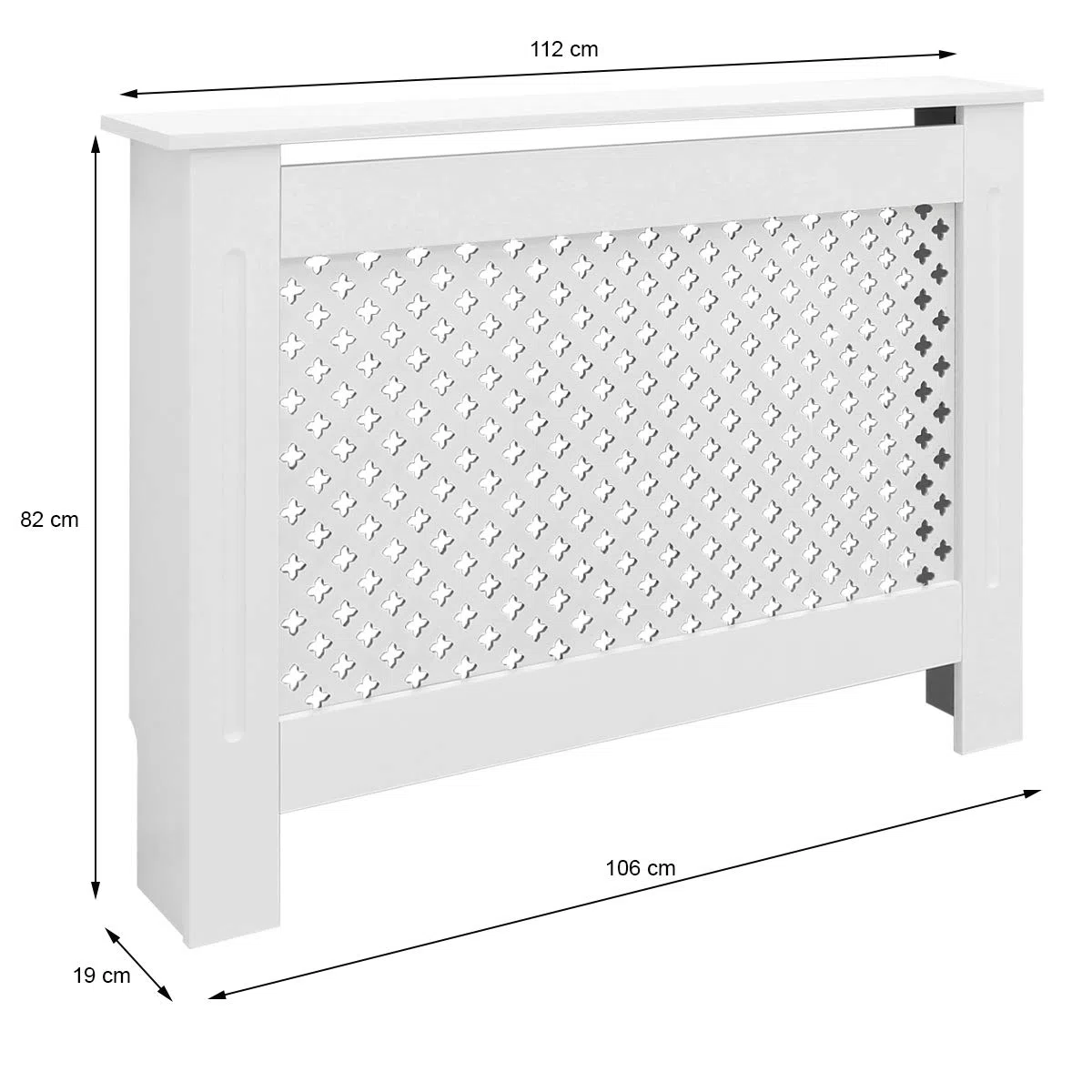 ECD Germany Heizkörperverkleidung mit Wabenmuster 112x19x82 cm Weiß aus MDF lackiert für Schlafzimmer Wohnzimmer Heizungsverkleidung Heizkörperabdeckung Heizungsabdeckung Heizung Heizkörper Abdeckung