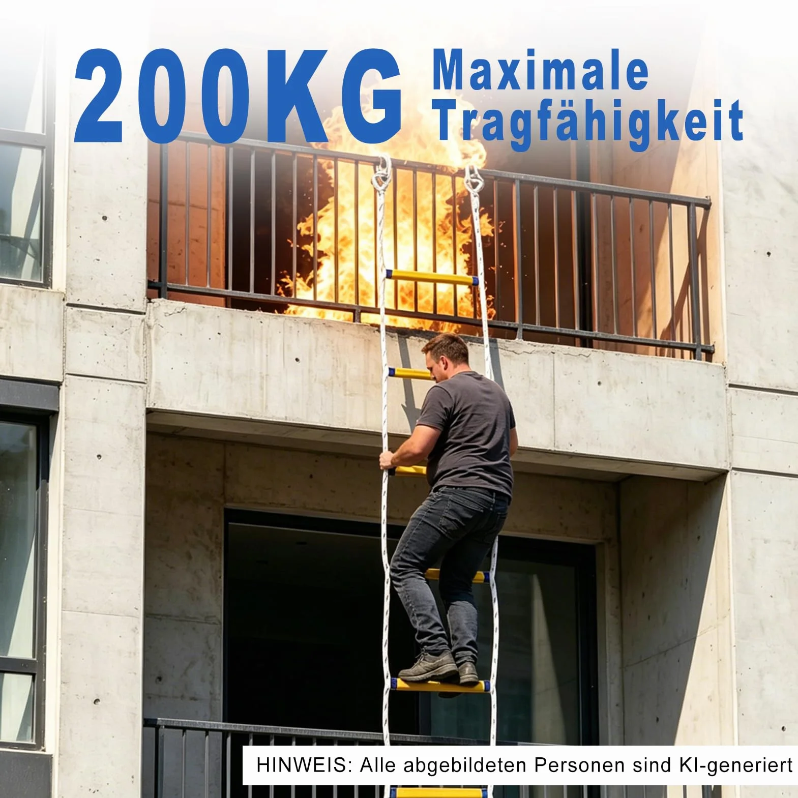 Strickleiter Feuerfeste, 5m Schwer Entflammbare Feuerleiter Sicherheitsleitern mit Karabinern, Feuerleitern Schnellen für Outdoor Balkon Fenster,2-5 Stockwerke | Sicherheitsleitern mit Karabinern, Feuerleitern Schnellen für Outdoor Balkon Fenster,2-5 Stoc