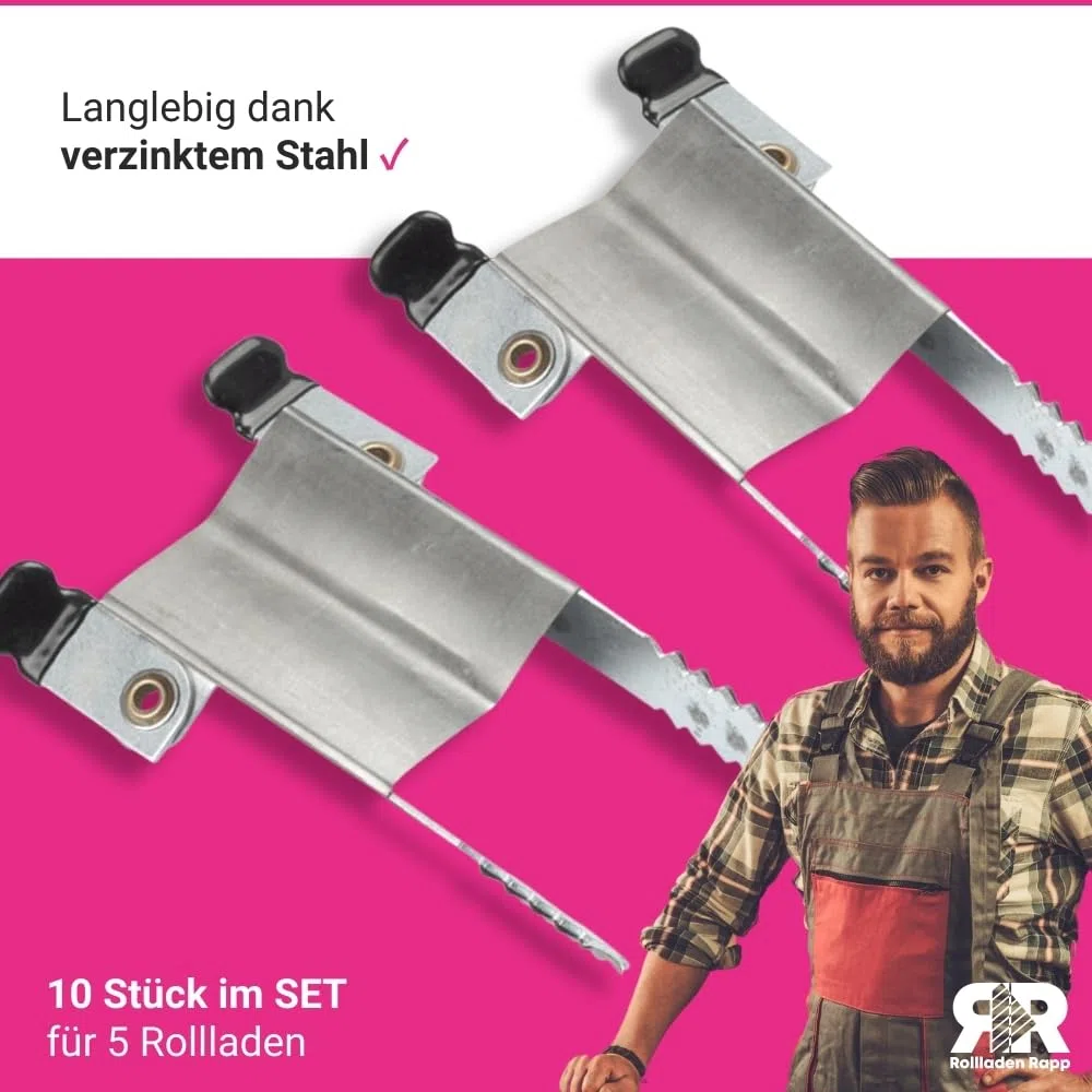 Effektive Rollladen Klemmsicherung - für Rollladen Einbruchsicherung - Kein Bohren, einfach einstecken - Einbruchschutz - 10 Stück im Set [5x685330]