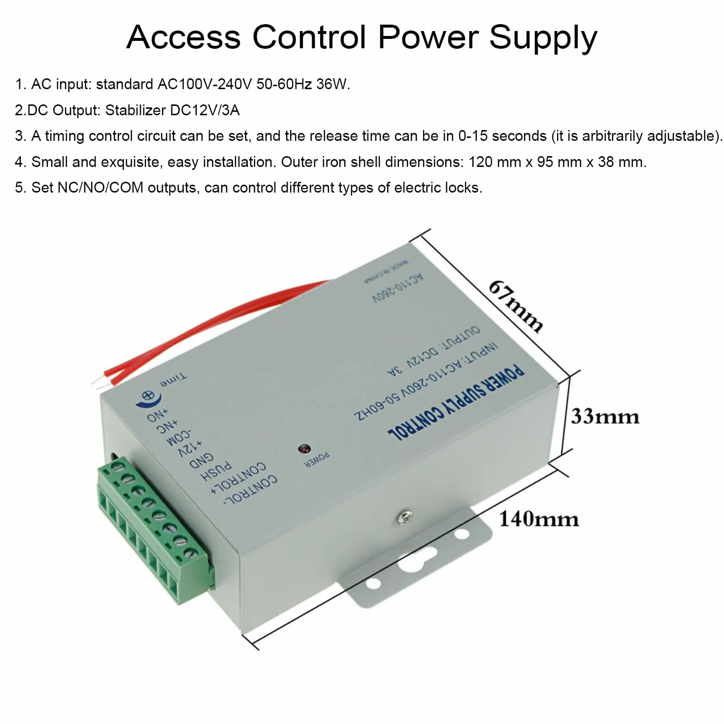 YAVIS RFID Metall Codeschloss Türöffner Tastatur Zugangskontrolle System Kit Set 125 kHz EM Kartenleser Weigang 26 + Wasserdichter Regen Cover + Netzteil + Exit-Taste + 10 RFID ID Schlüsselanhänger