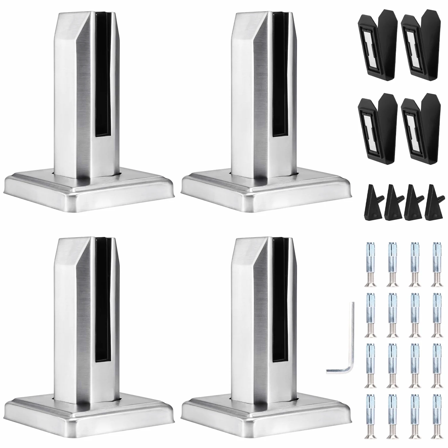 Glasklemme, 8–12 mm, Edelstahl, Glasclip, Rückenverbindung, verstellbare Klemmhalterung für Geländer, Treppengeländer