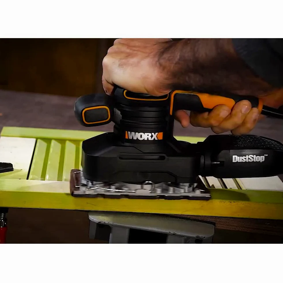 WORX WX641 Schwingschleifer 250 W – Handlicher Schleifer mit DUSTSTOP Mikrofilter für ein sauberes Arbeiten – Großer Schwingkreis & einfache Bedienung