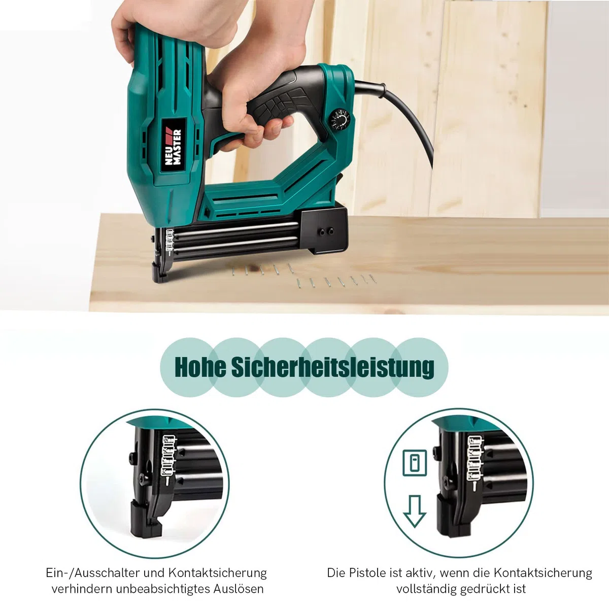 Elektrotacker,NEU MASTER tacker NTC0040 für Polsterei, Textilien befestigen und Holzbearbeitung Projekte, enthält 200pcs19mm Klammern und 800pcs 15/20mm Nägel