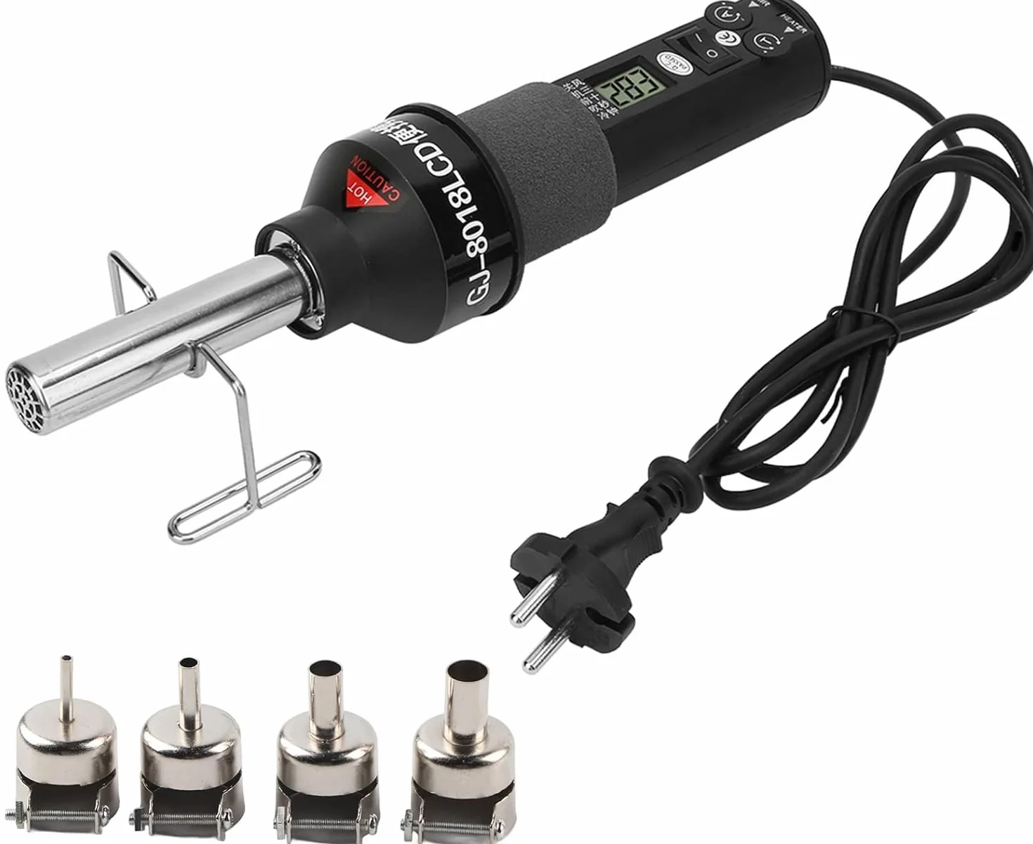DEWIN Heißluftgebläse, Heißluftschweißgerät 220V 450W LCD Einstellbare Elektronische Wärme Heißluftpistole Entlöten Lötstation IC SMD BGA