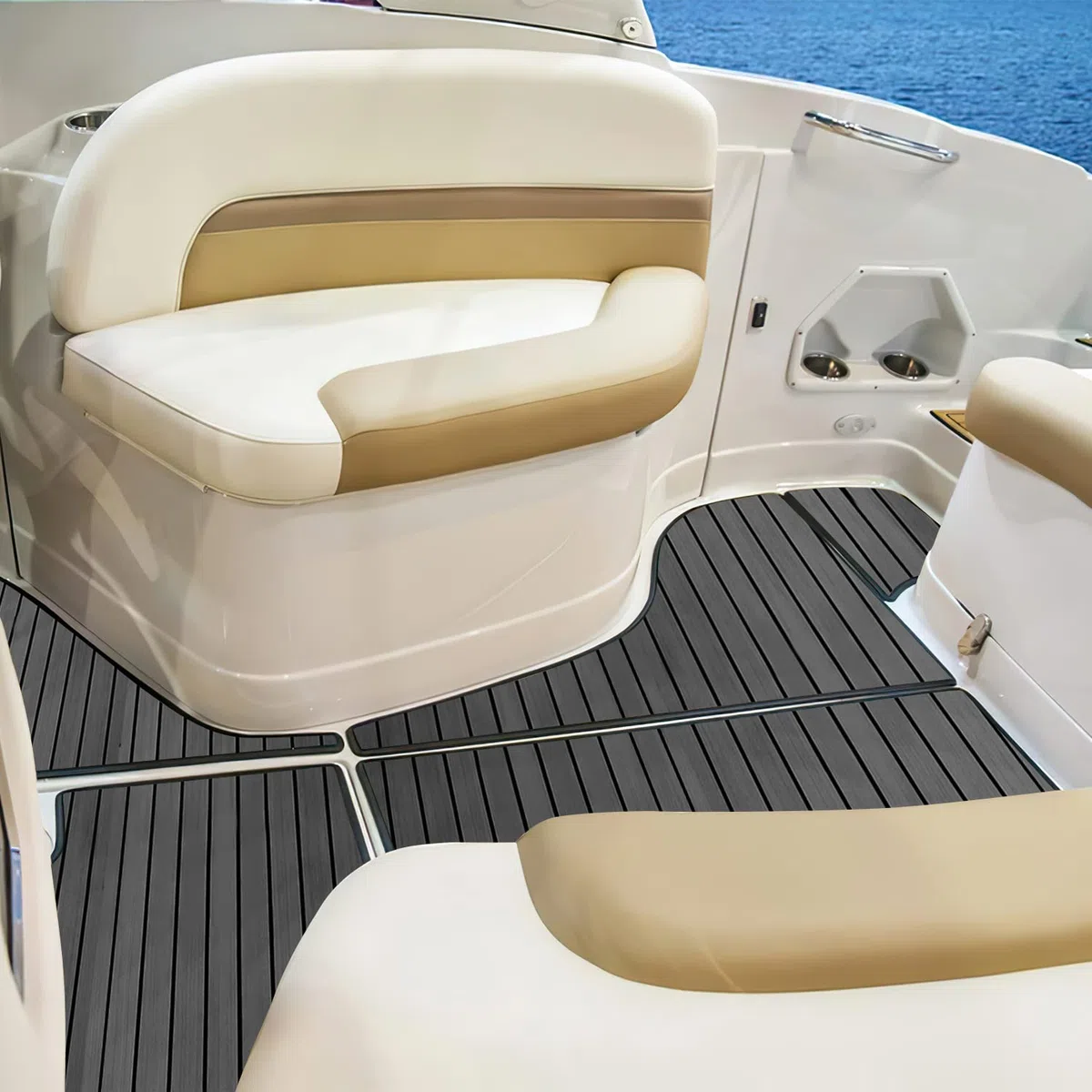 240x90cm Eva Schaum Boot Bodenbelag Matte, Deck Bodenbelag Matte, Selbstklebend Deckteppich Meeresboden, Nicht -Skateboard, für Boot, Boden, Surfen, Yachten (Dunkelgrau)