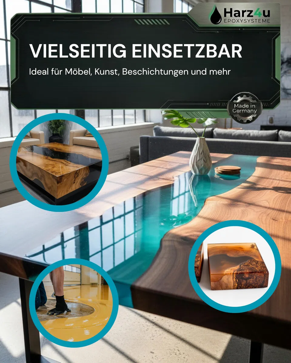 Fair MP-Chem Epoxidharz Set - 3kg Set – Transparentes Resin Gießharz mit Härter – Epoxy Resin für Holz, Kunstharz Gießen & Bastelprojekte