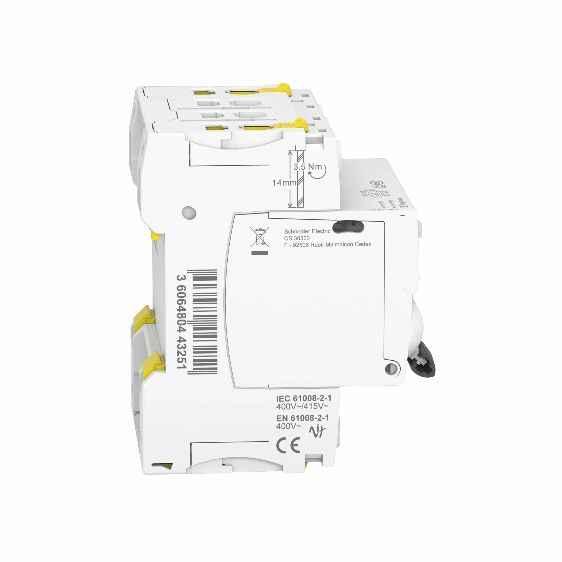 Schneider Electric FI-Schutzschalter Acti9 iID, 4-polig, 63A, 30mA, Typ A, Artikelnummer A9Z21463