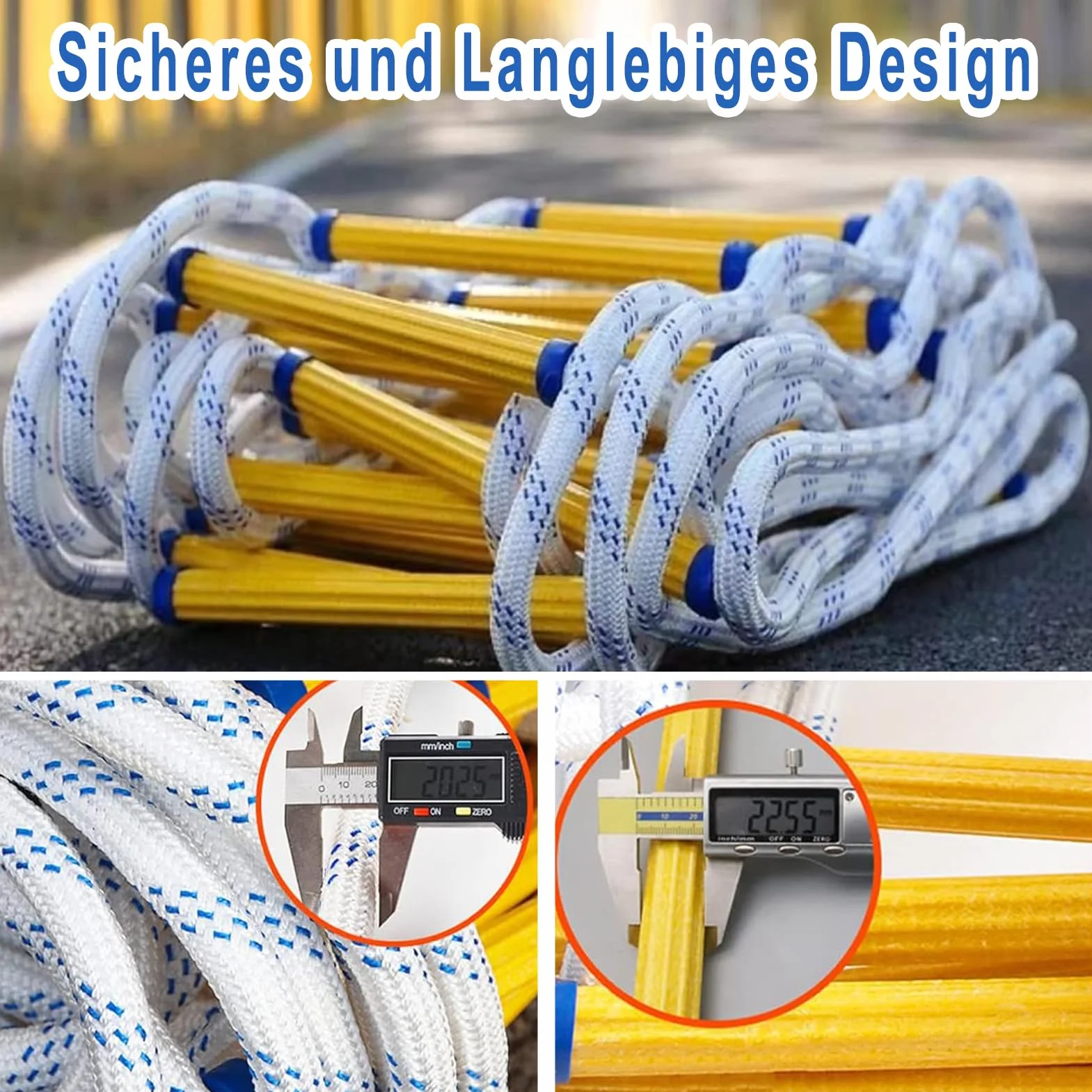 Strickleiter Feuerfeste, 5m Schwer Entflammbare Feuerleiter Sicherheitsleitern mit Karabinern, Feuerleitern Schnellen für Outdoor Balkon Fenster,2-5 Stockwerke | Sicherheitsleitern mit Karabinern, Feuerleitern Schnellen für Outdoor Balkon Fenster,2-5 Stoc
