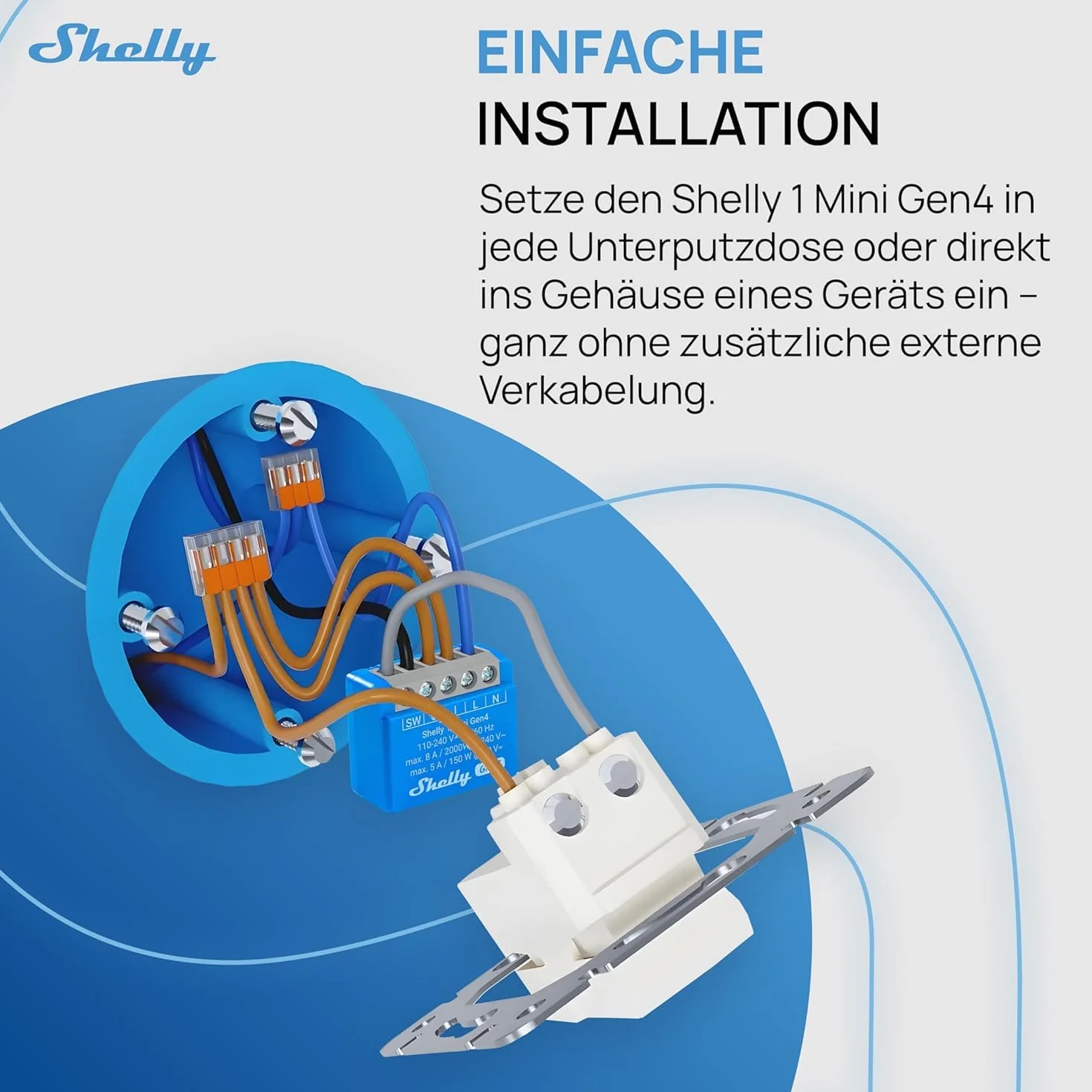 Shelly 1 Mini Gen4, 4er Pack, WLAN-Smart-Relaisschalter, 1 Kanal, 8A, Potentialfreier Kontakt, Hausautomation, Fernsteuerung, Kein Hub Erforderlich, Alexa, Google Home, Apple HomeKit, Zigbee & Matter