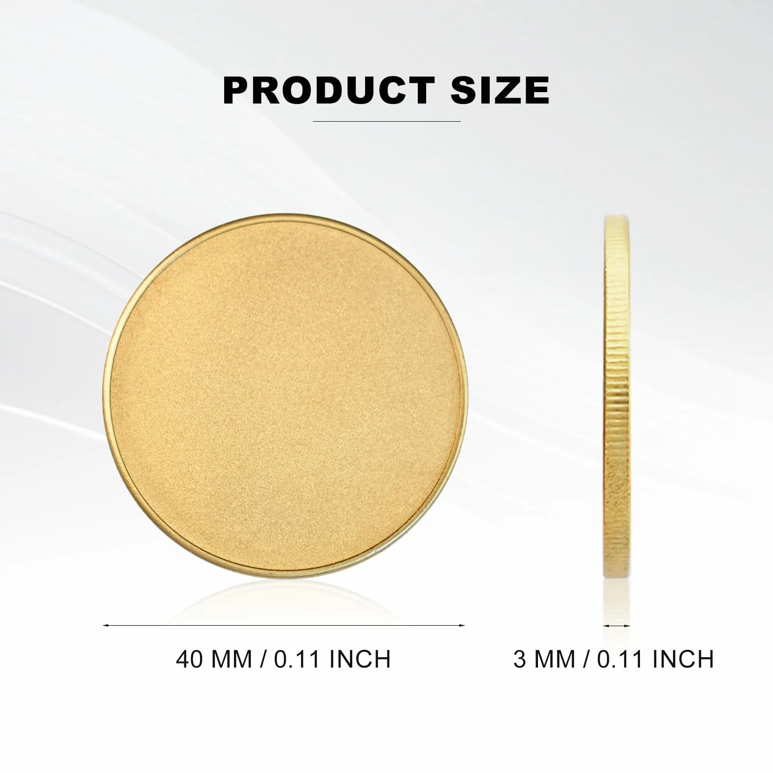 Commarker 20 Stück Messing-Rohling-Challenge-Münzen, 40-mm-Gravurrohlinge mit Gewindekante, Münzen, DIY-Handwerk, Gravur, Reisen, Zubehör, Material für Faserlaser-Gravurmaschine (3mm Brass)
